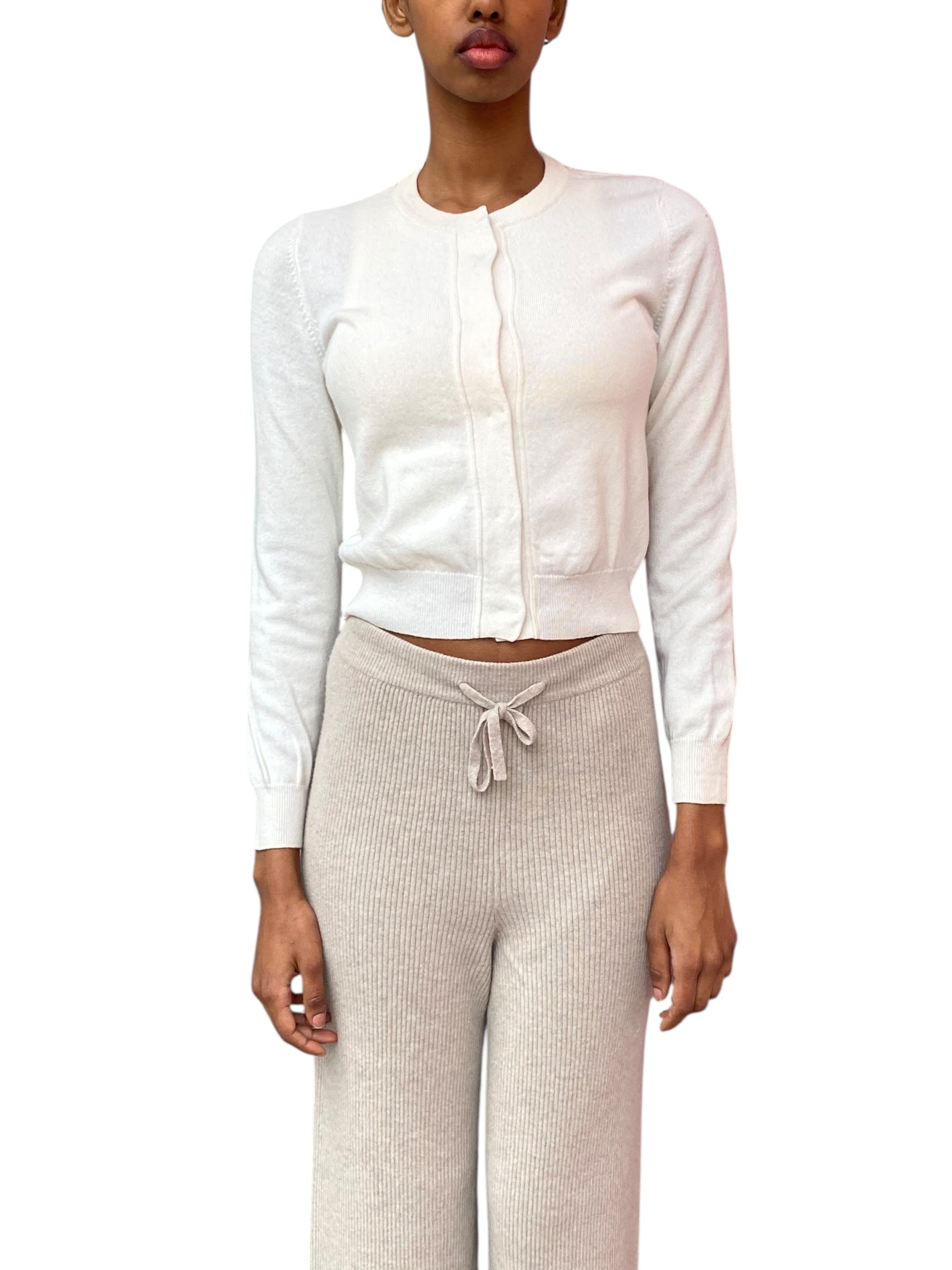 Brunello Cucinelli Ivory Cashmere Cropped igan - S