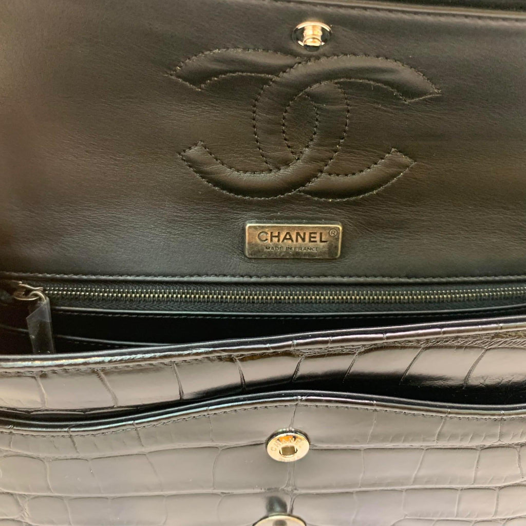 Chanel Black Alligator Medium Double Flap
