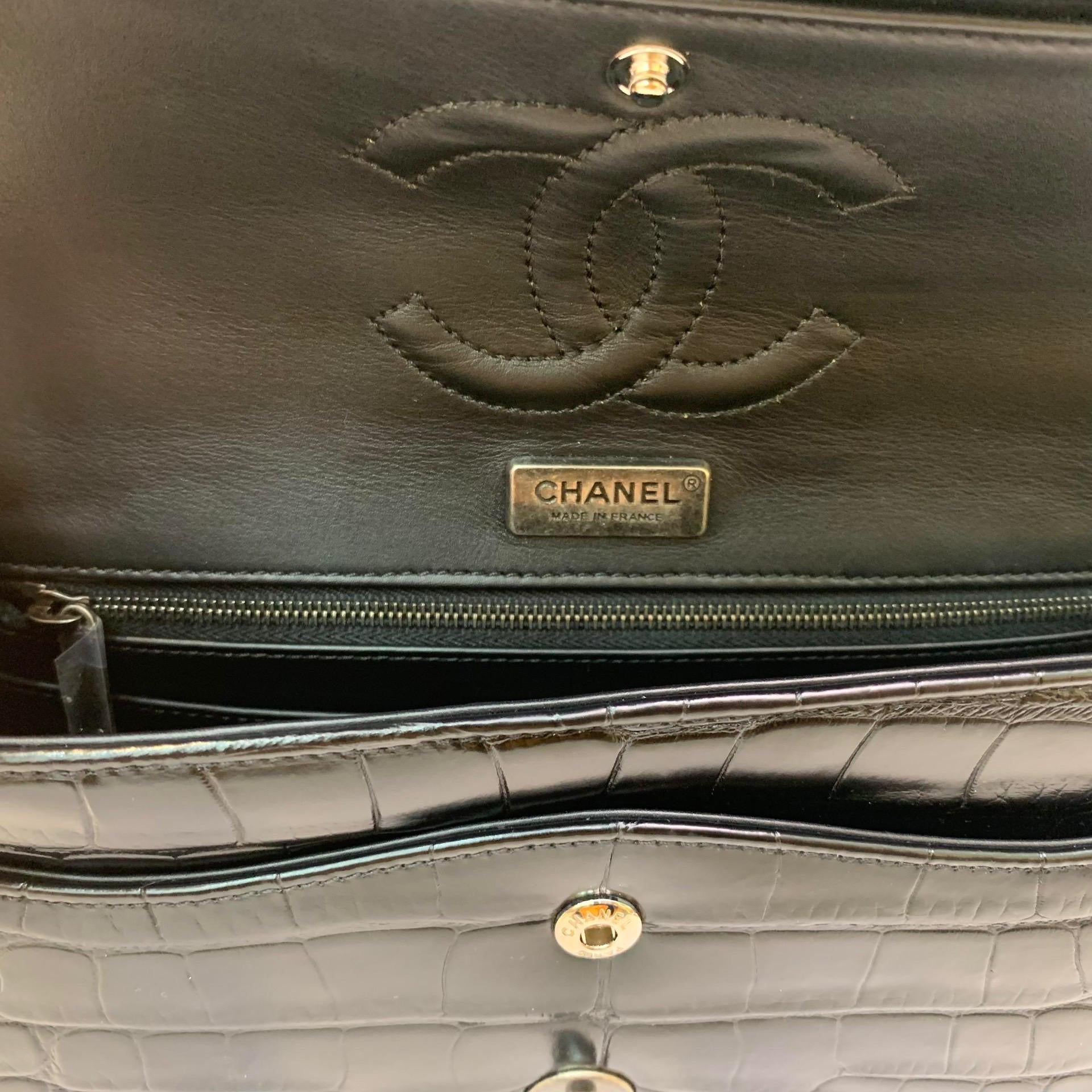 Chanel Black Alligator Medium Double Flap