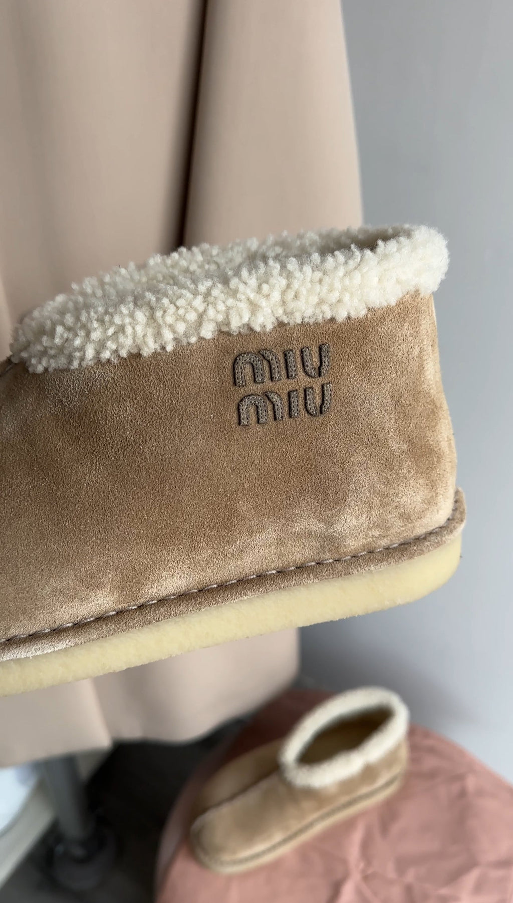Miu Miu Beige Winter Shearling Boots - 37