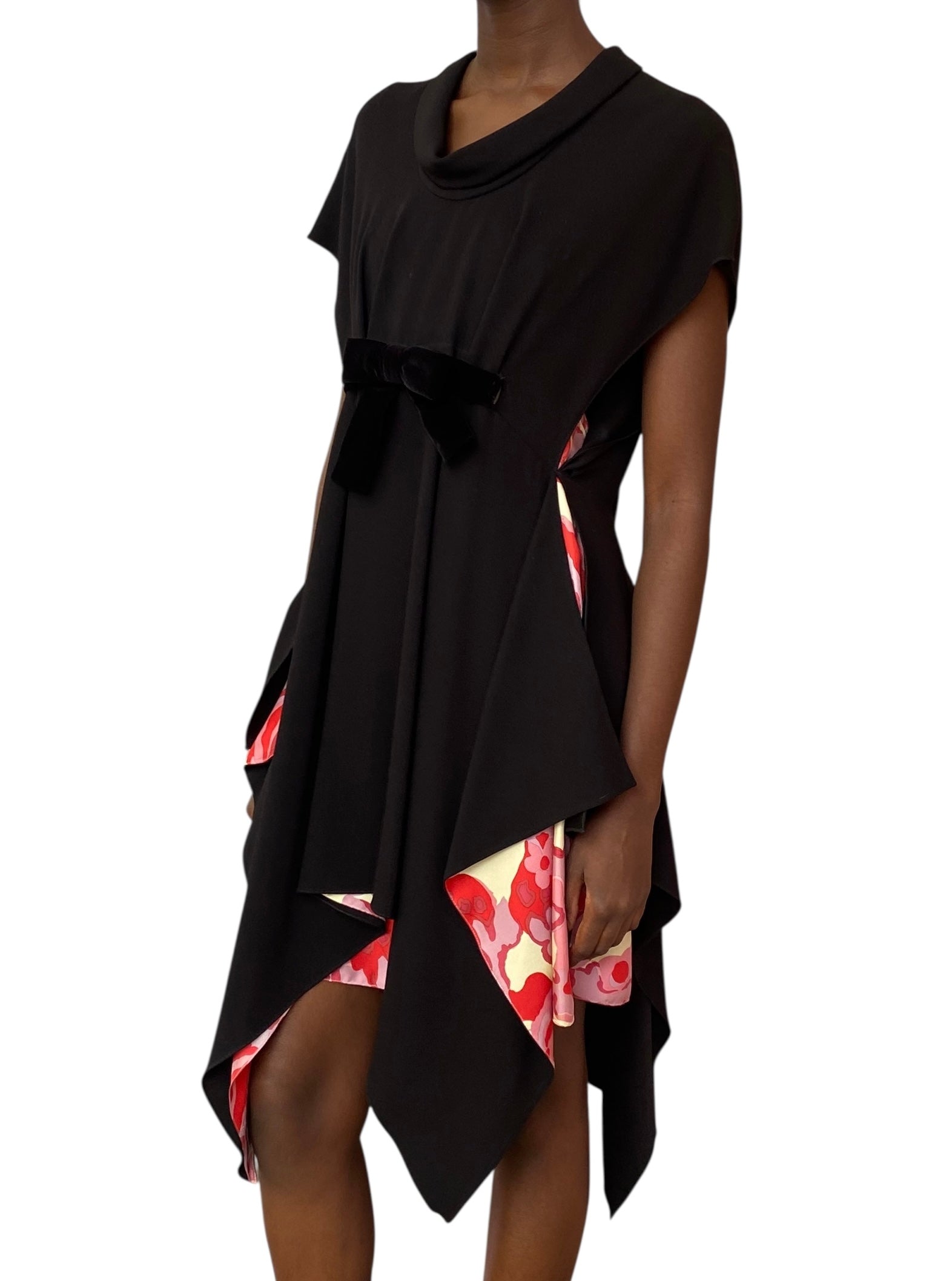 Balenciaga Black Silk Chiffon Floral Sheath Dress - 40 / US 4-6