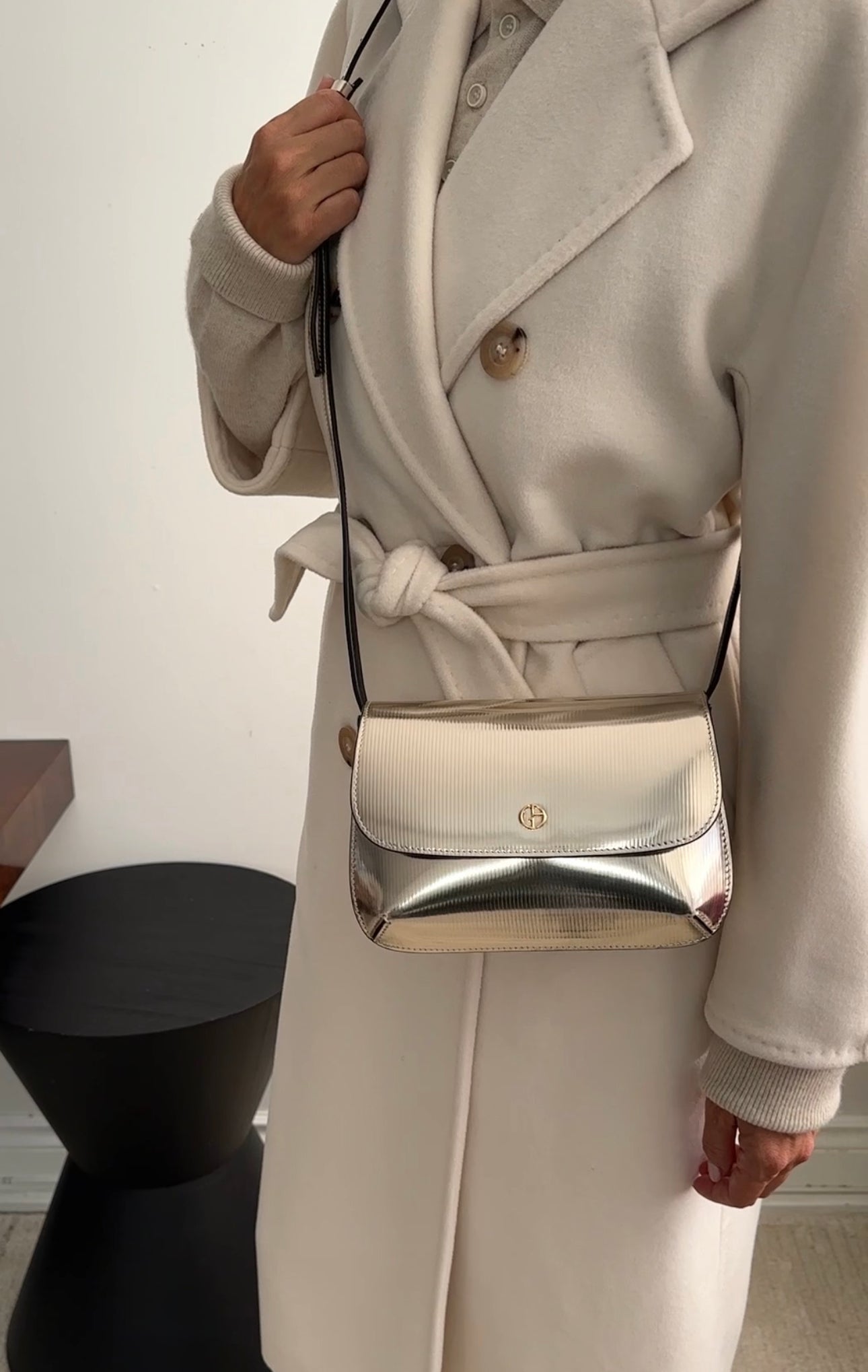 Giorgio Armani Light Gold Metallic Crossbody Bag