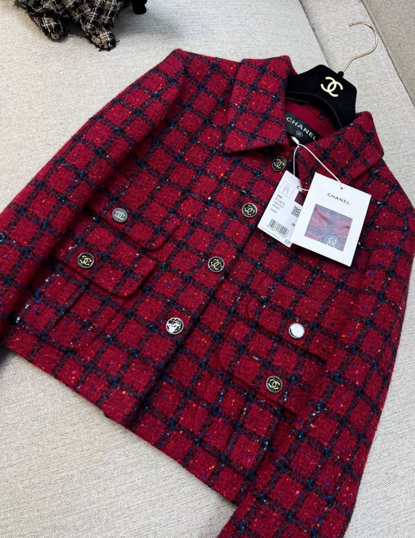 Chanel 22k red tweed jacket