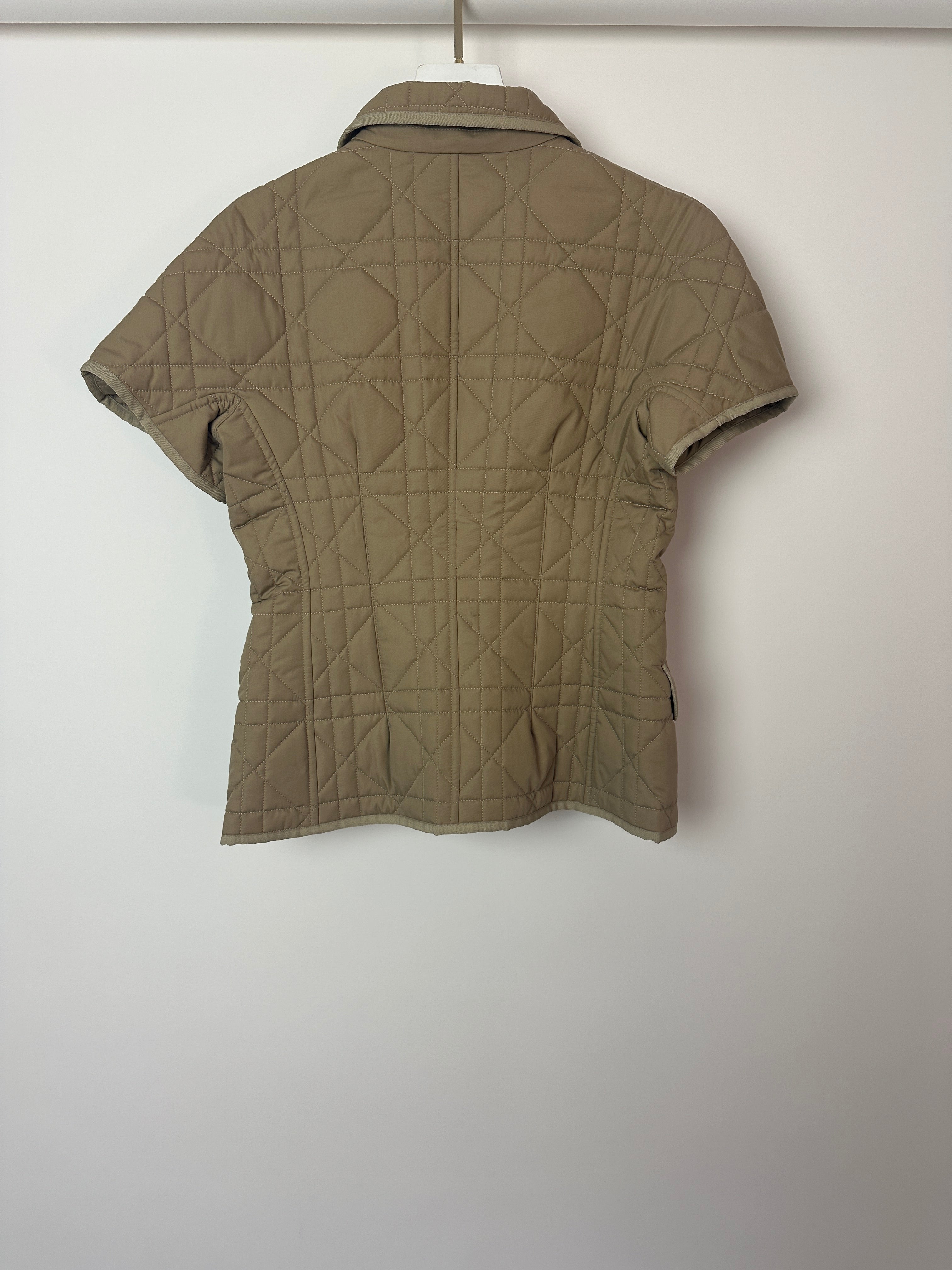 Christian Dior Camel Quilted Short Sleeve Bar Jacket with Bee Logo Detail Size FR 40 (UK 12)