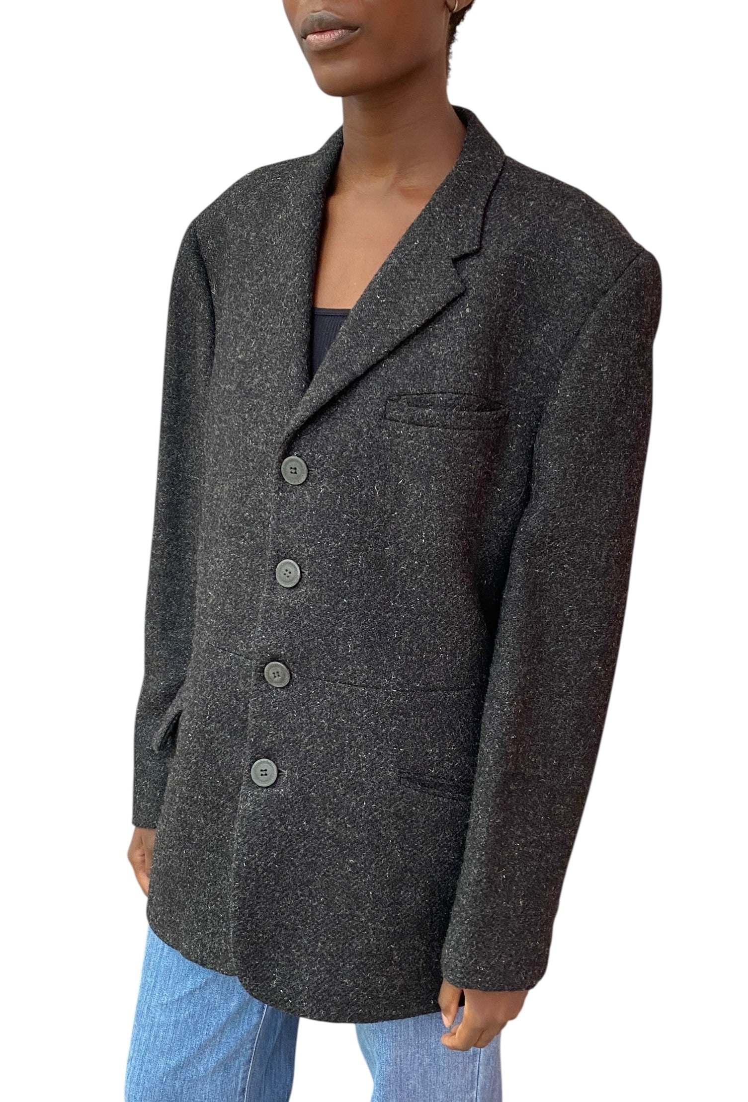 Versace Grey Vintage Speckled Wool Blazer - 54