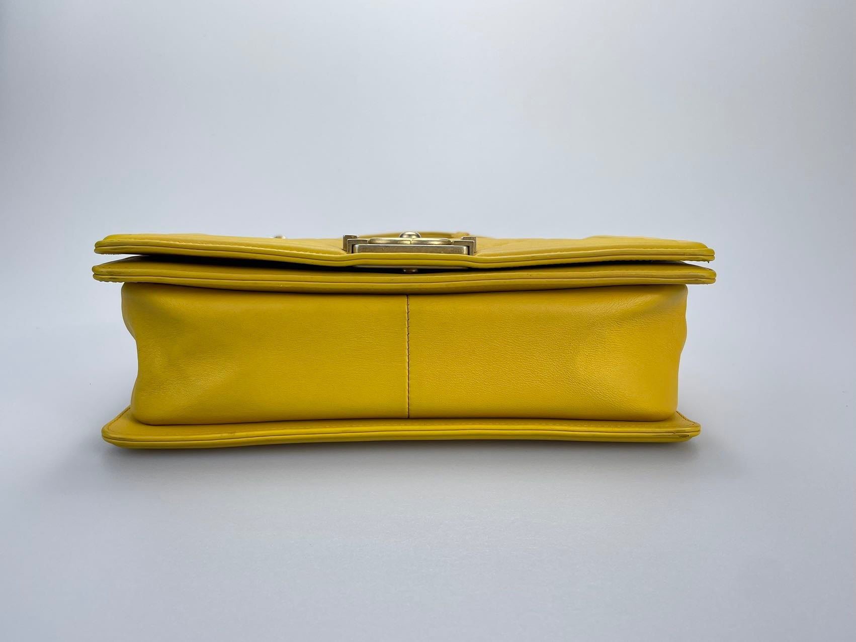 Chanel Le boy Medium in Lemon Yellow Bag with Gold Hardware