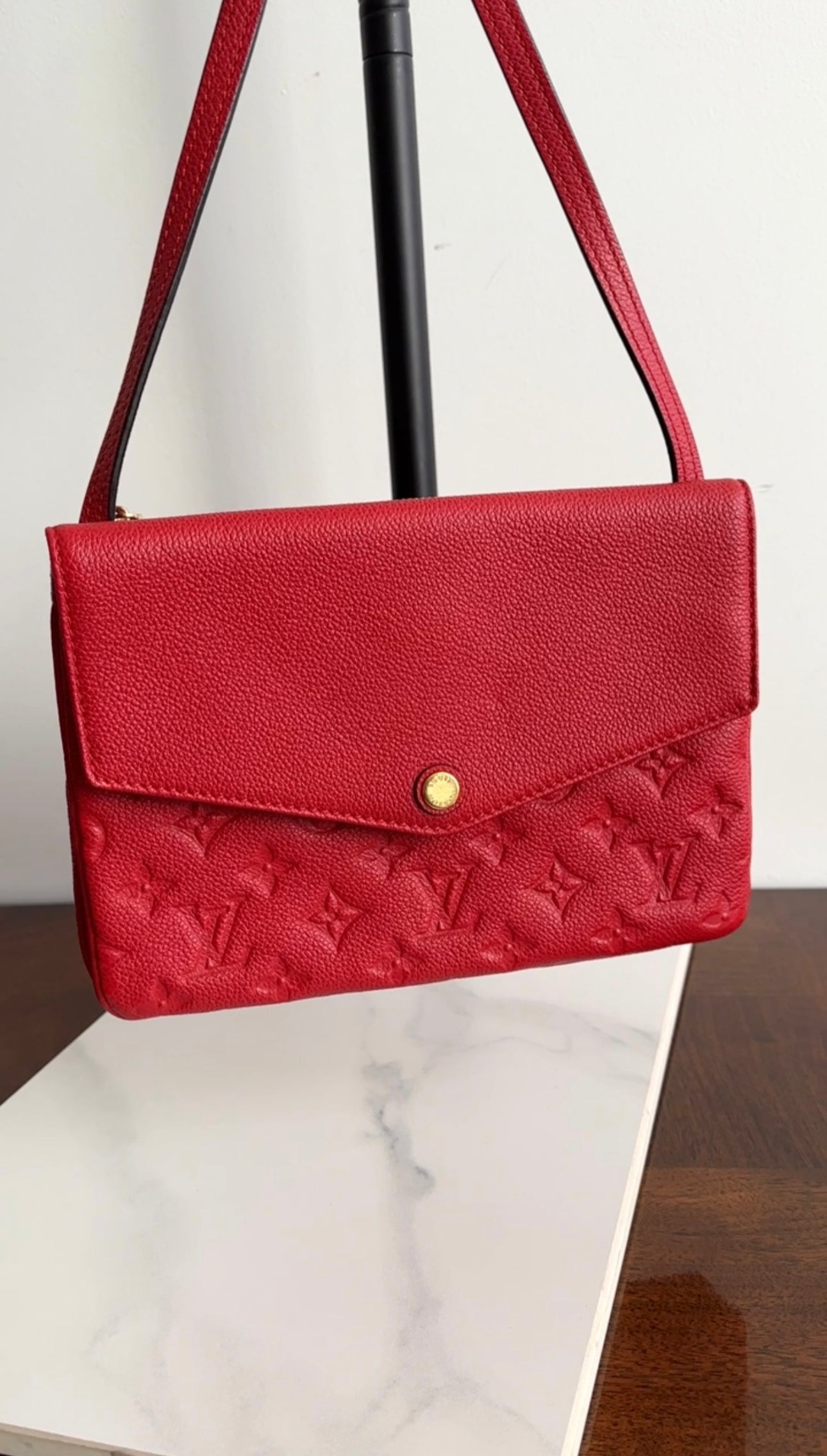 Louis Vuitton Red Empreinte Leather Twice Crossbody Bag
