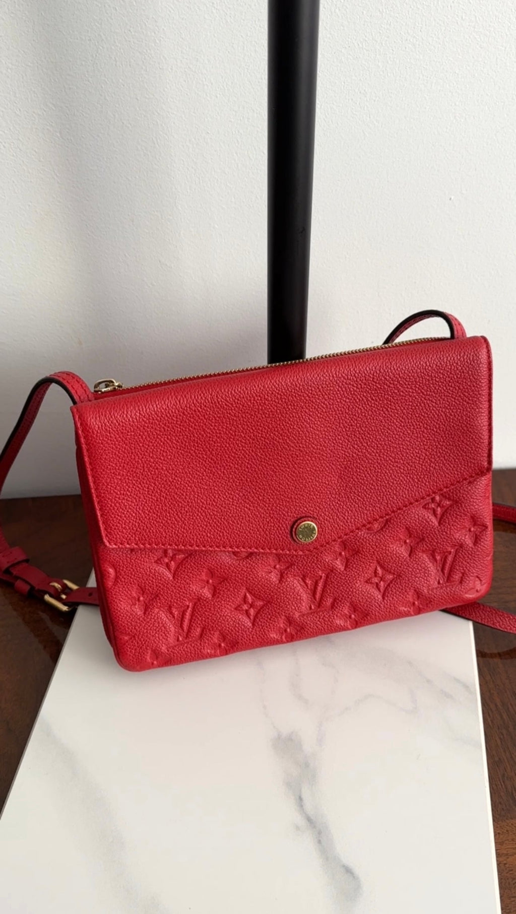 Louis Vuitton Red Empreinte Leather Twice Crossbody Bag