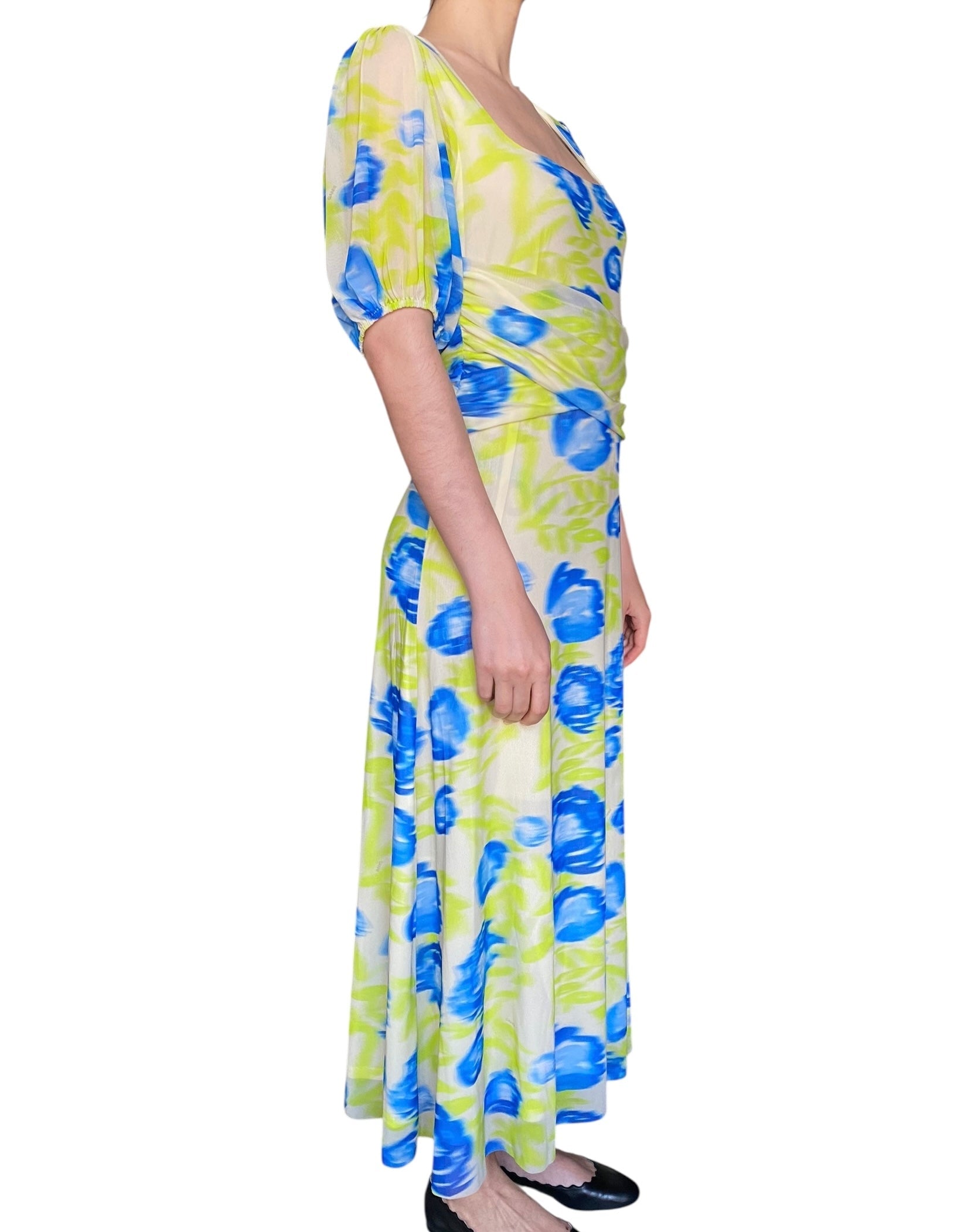Ganni Green Floral Printed Maxi Dress - 38 / US 6