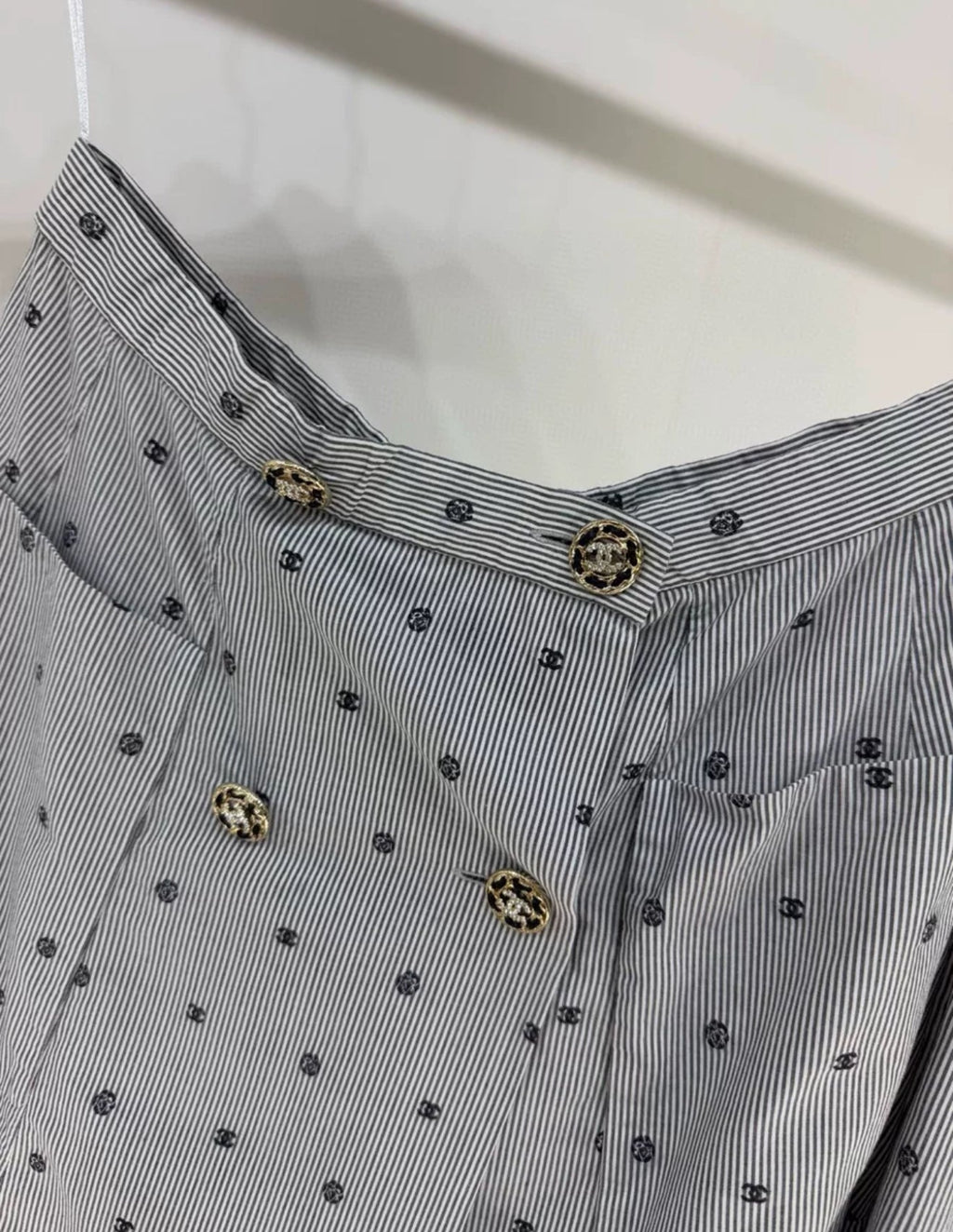 Chanel 22S polka dot striped skirt
