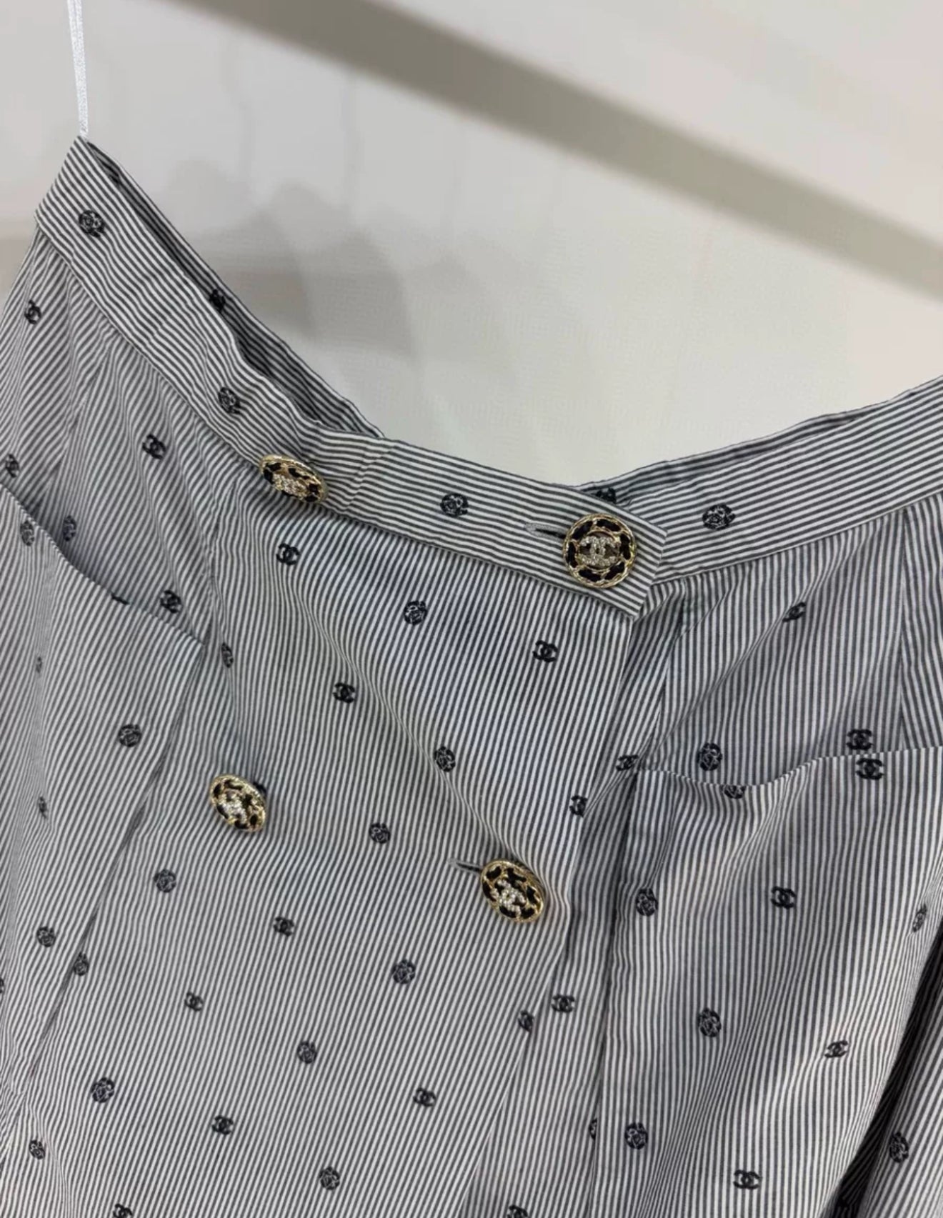 Chanel 22S polka dot striped skirt