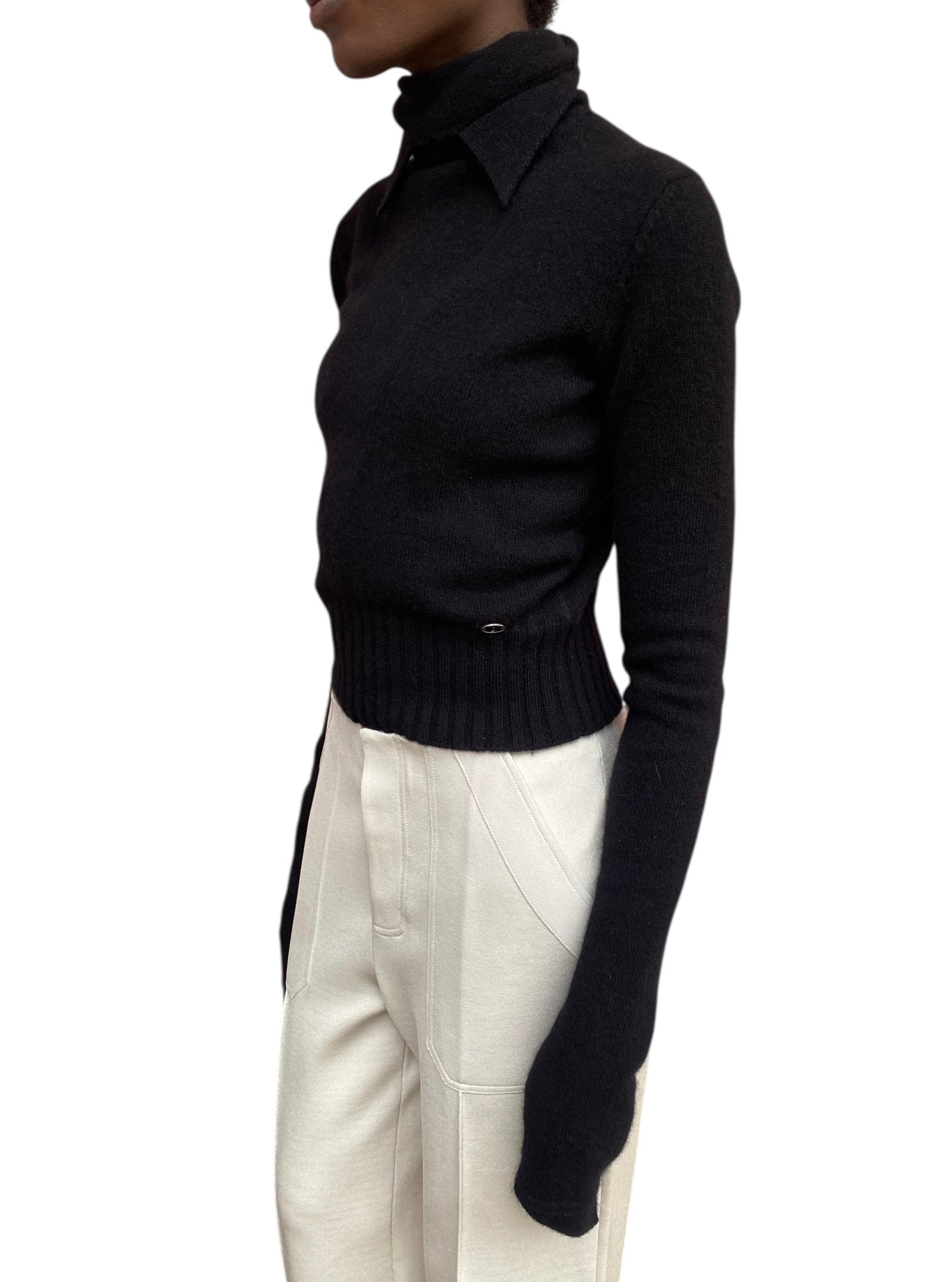 Chanel Black 07A Cashmere Turtleneck Long Sleeve Sweater - 42 / US 6