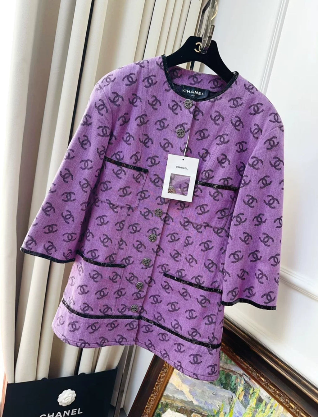 Chanel 22SS purple & black denim dress
