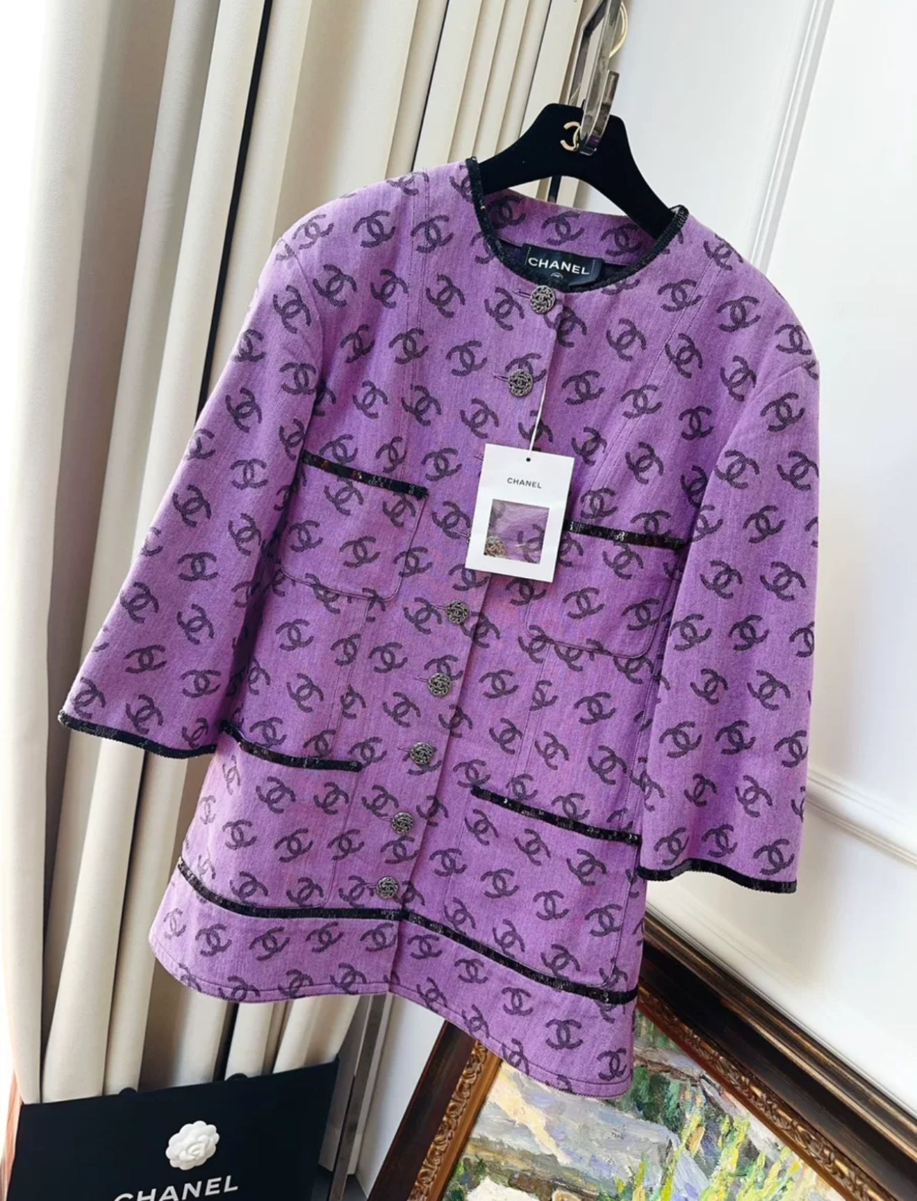 Chanel 22SS purple & black denim dress