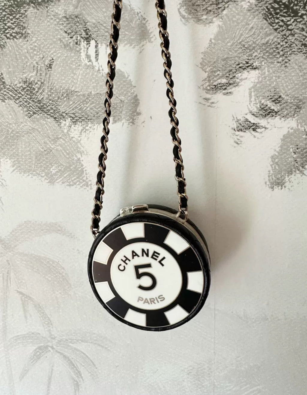 Chanel 23S Black & White Clutch with chain