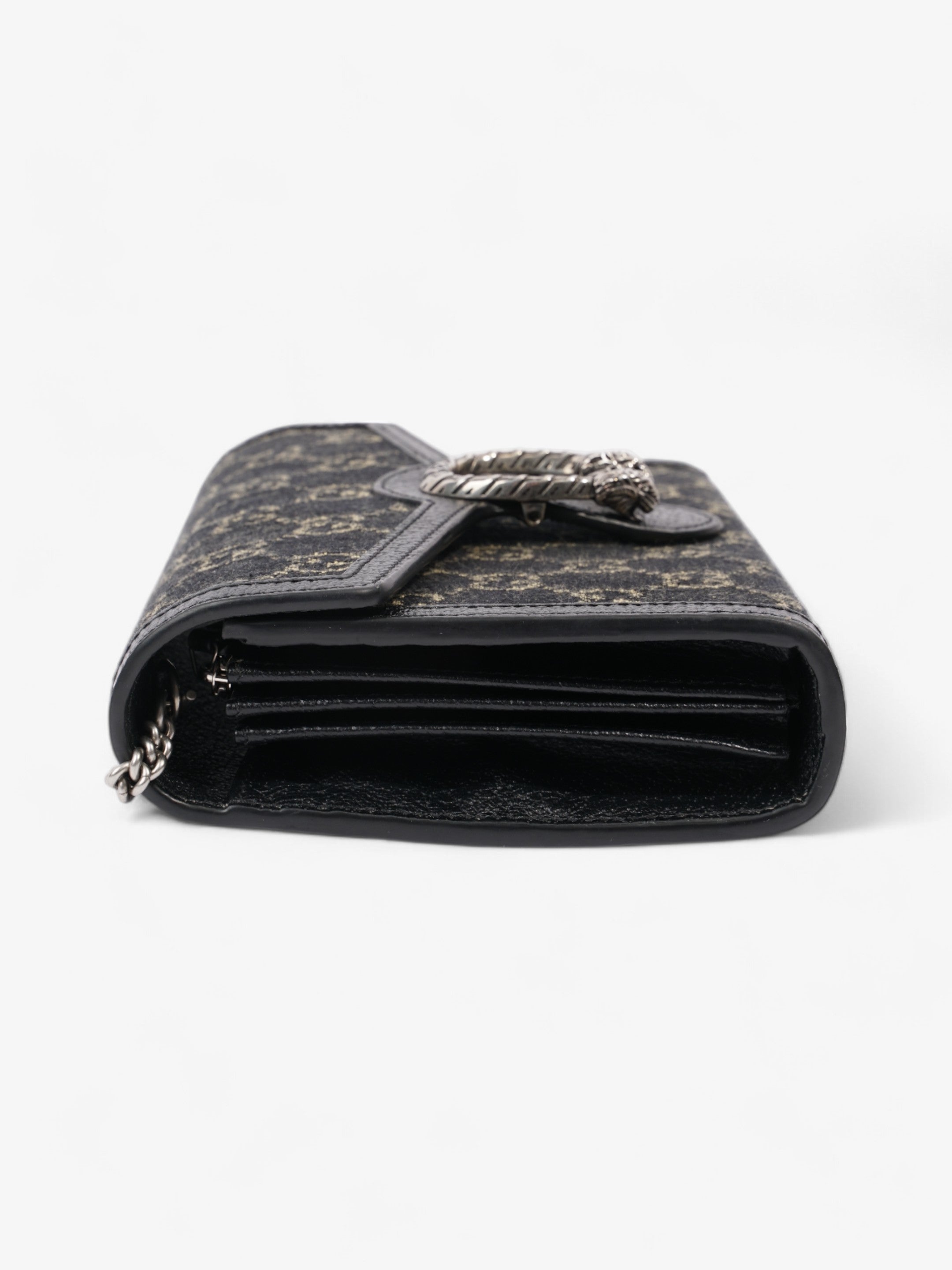 Gucci Dionysus Chain Wallet Black / GG Supreme / Ivory Denim