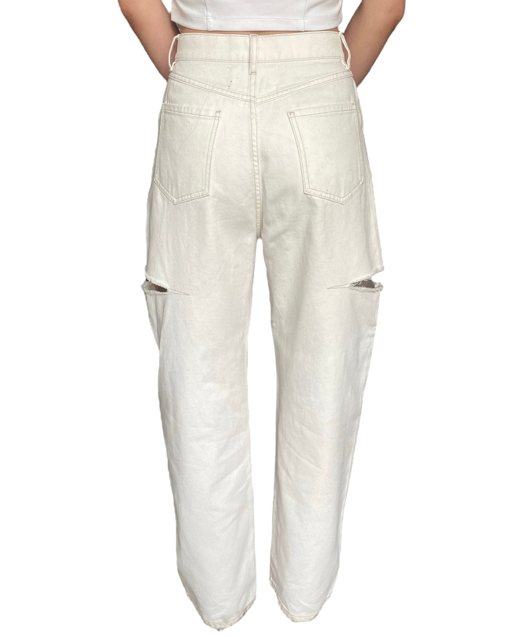 Margiela White Slashed Wide Leg Denim - 40 / US 6