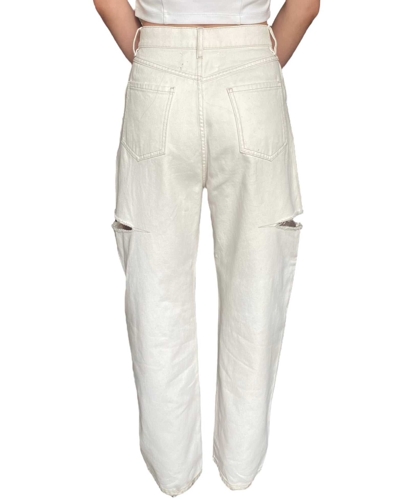Margiela White Slashed Wide Leg Denim - 40 / US 6
