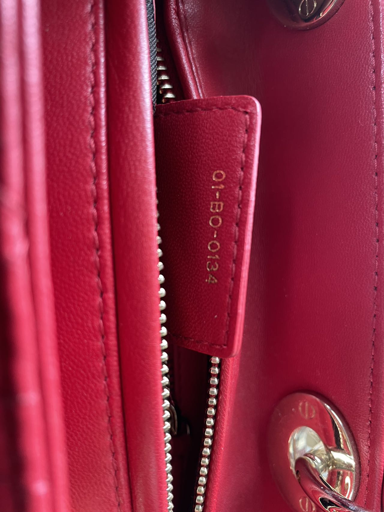 Christian Dior Red Medium Lady Dior Bag in Cannage Lambskin Leather with Gold Hardware