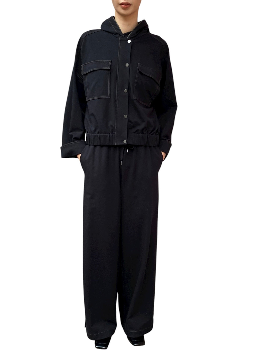 Brunello Cucinelli Black Wide Drawstring Trousers - M