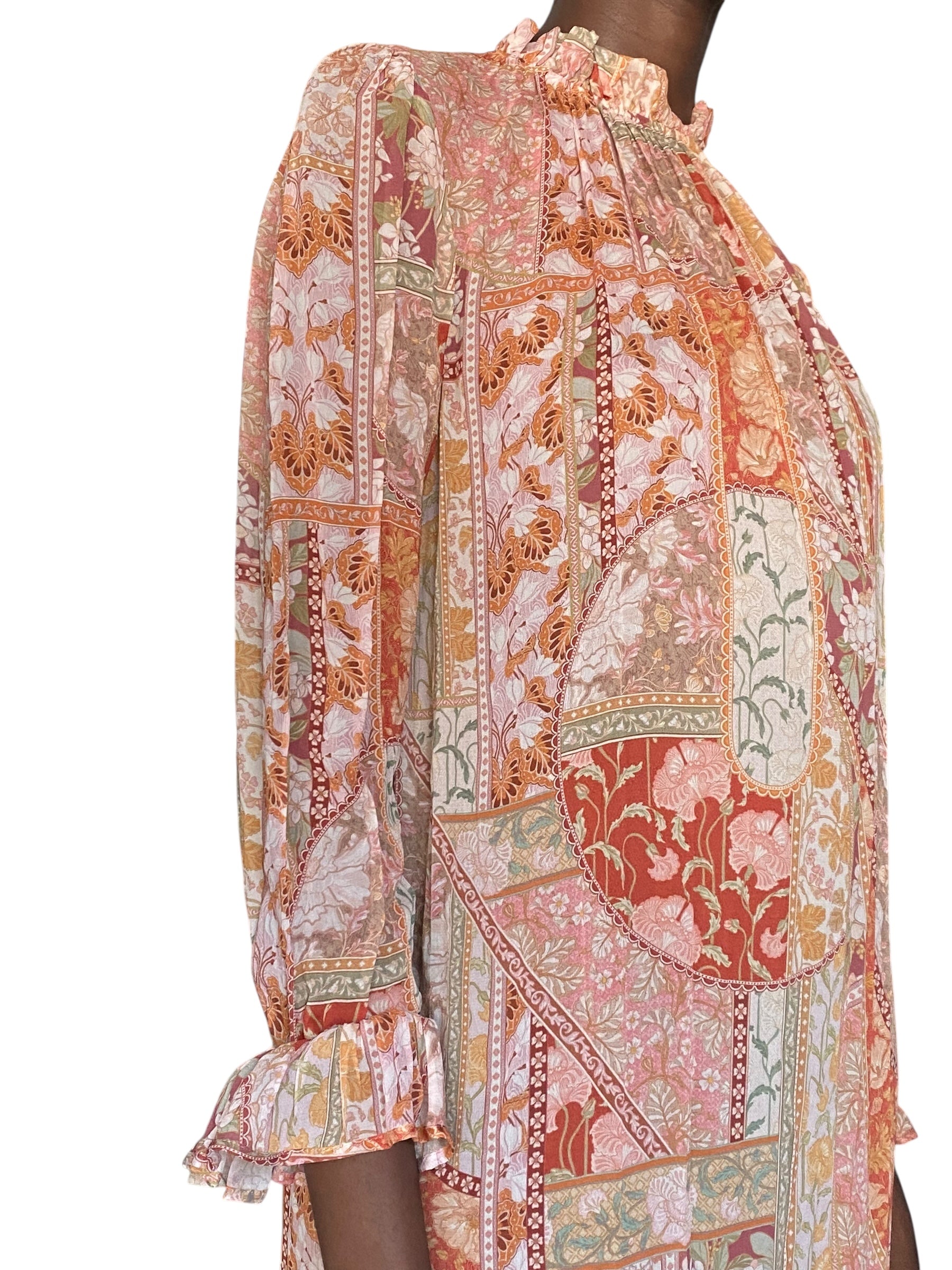 Zimmermann Orange Multi Floral Longsleeve Dress - 1 / M