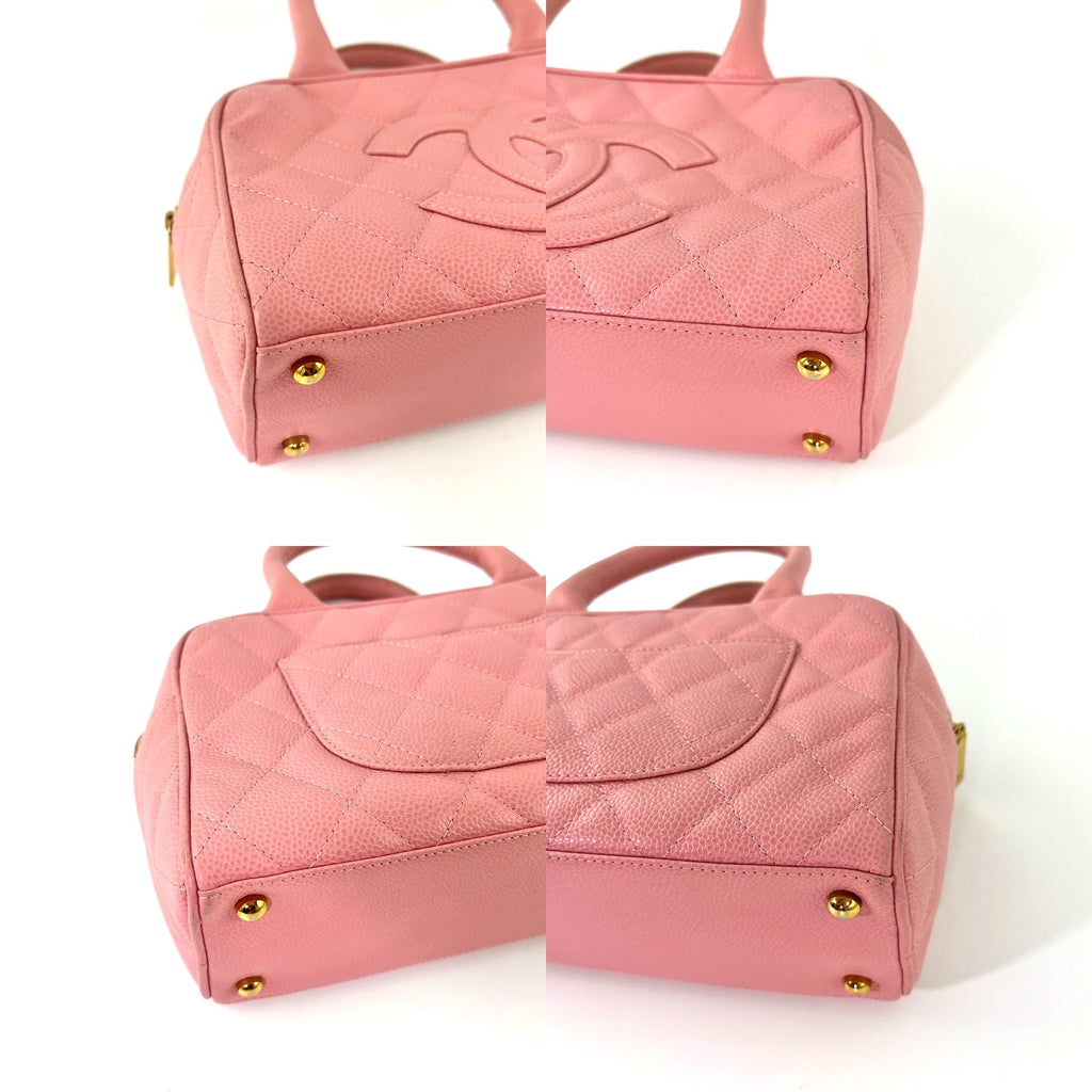 Vintage CHANEL Timeless Pink Quilted Caviar Bowler Bag