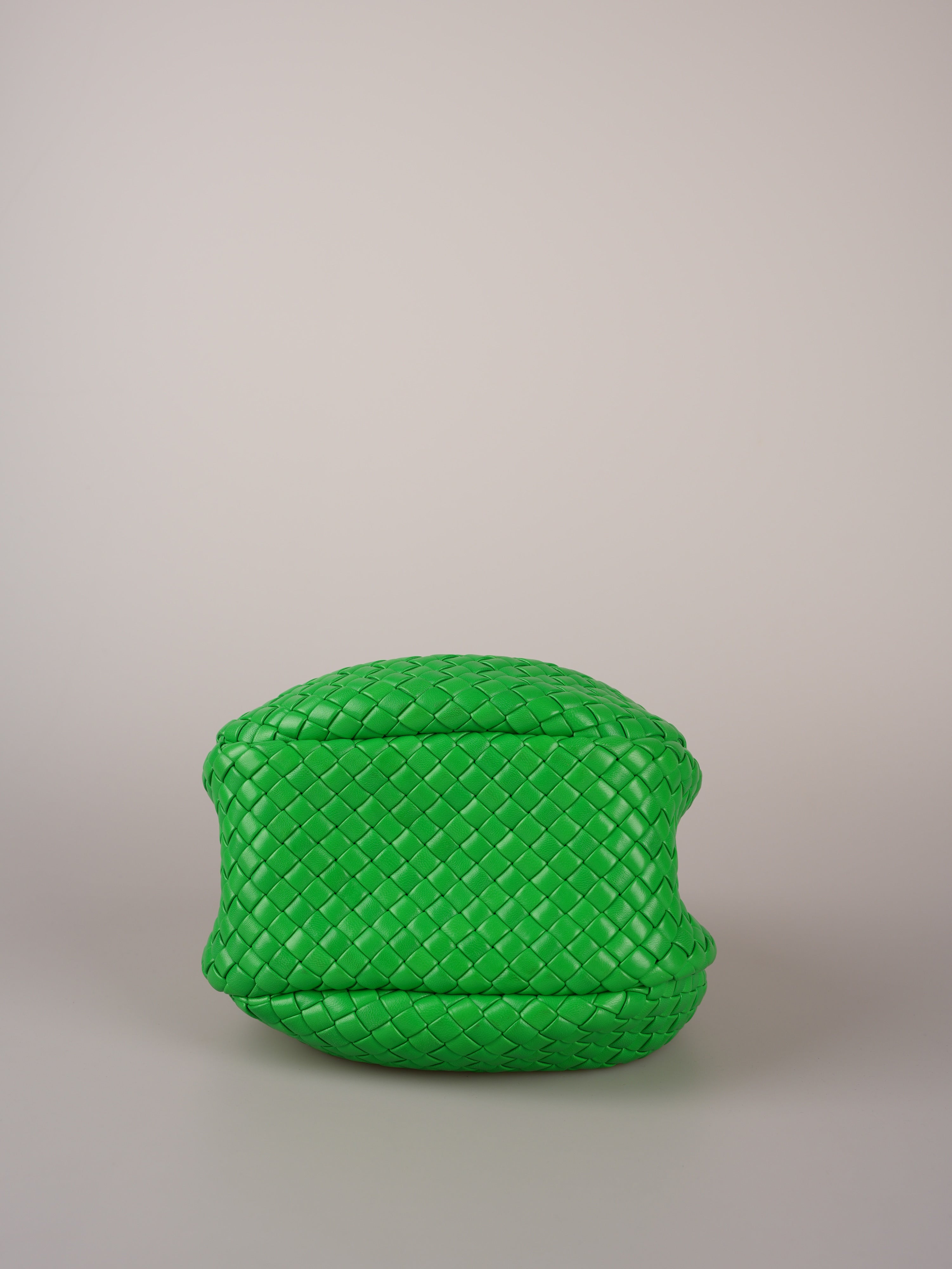 Bottega Veneta Green Mini Padded Intreccio Leather Top Handle Bag