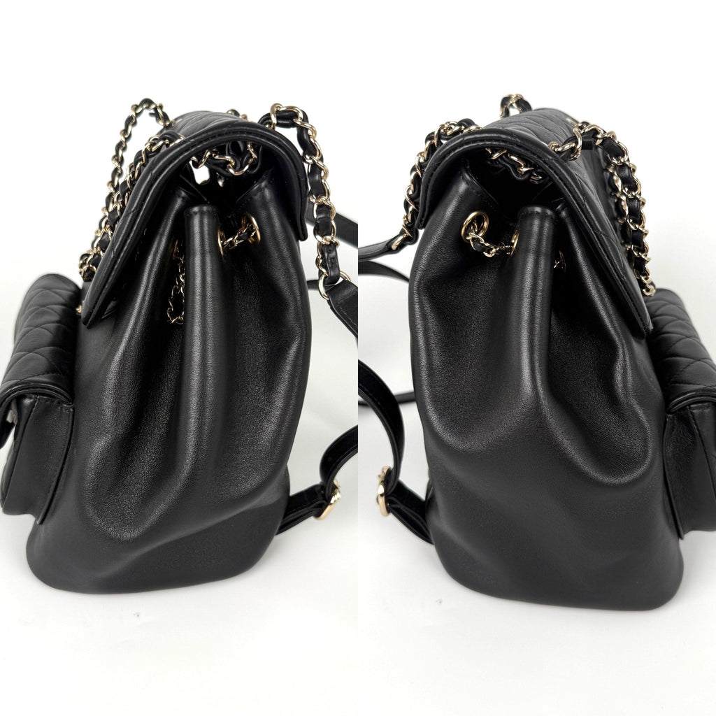 CHANEL Small Duma Black Quilted CC Leather Drawstring Backpack Bag