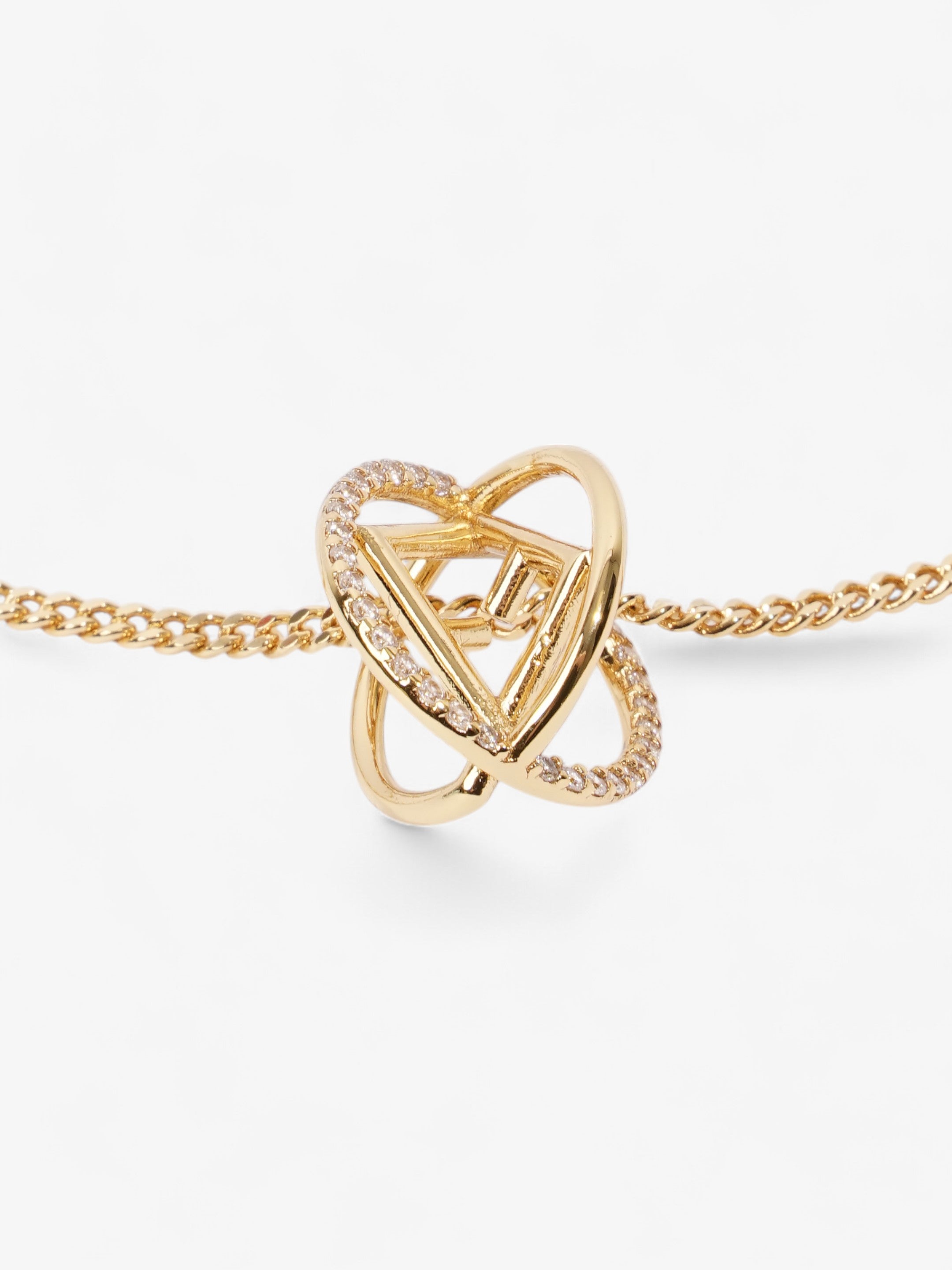 Fendi F is Fendi Circle Pendant Necklace Gold / Crystal Base Metal