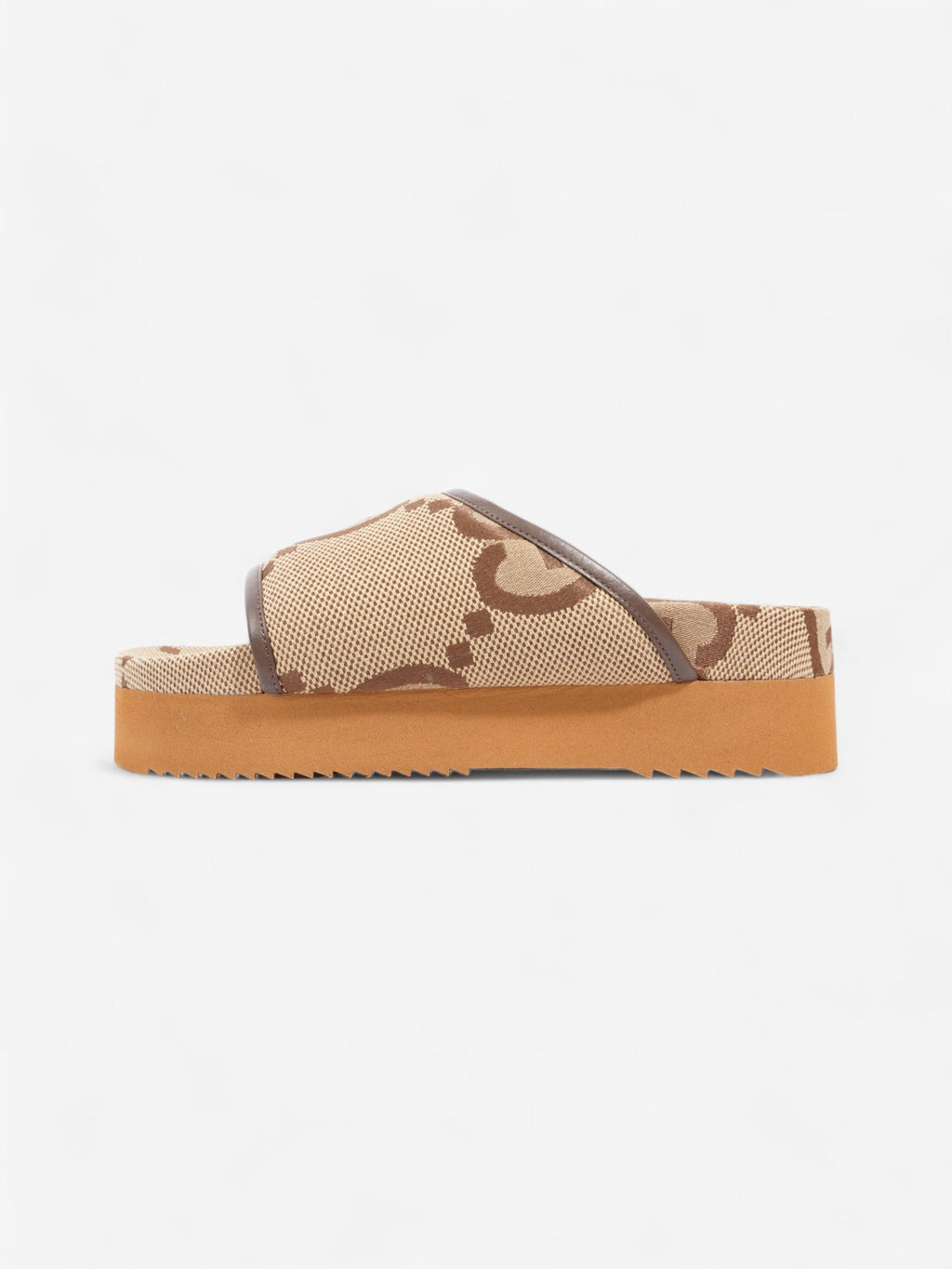 Gucci GG Platform Slides Beige And Ebony GG Supreme Canvas EU 38 UK 5