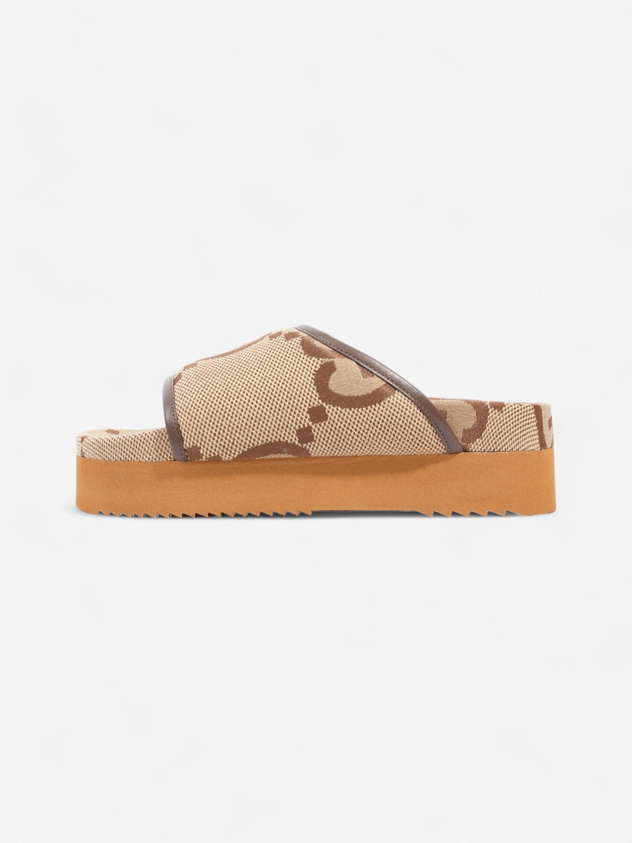 Gucci GG Platform Slides Beige And Ebony GG Supreme Canvas EU 38 UK 5