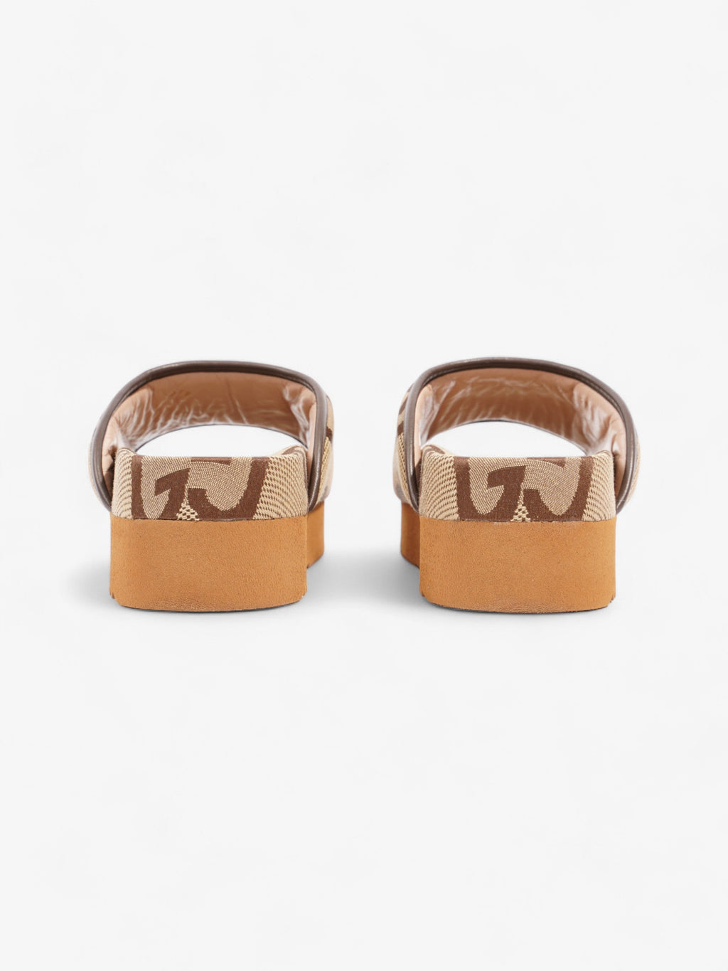 Gucci GG Platform Slides Beige And Ebony GG Supreme Canvas EU 38 UK 5