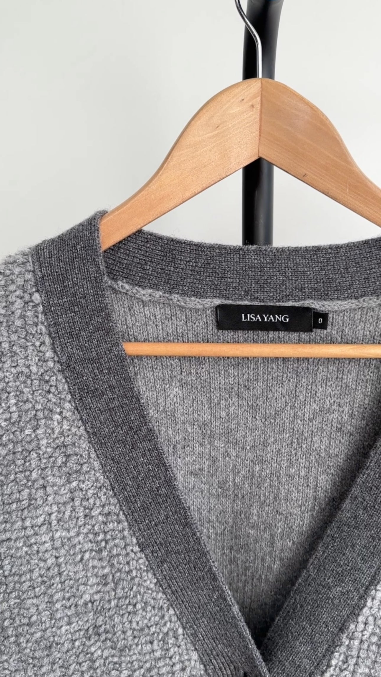 Lisa Yang Grey Boucle Knit Cashmere igan Sweater - S