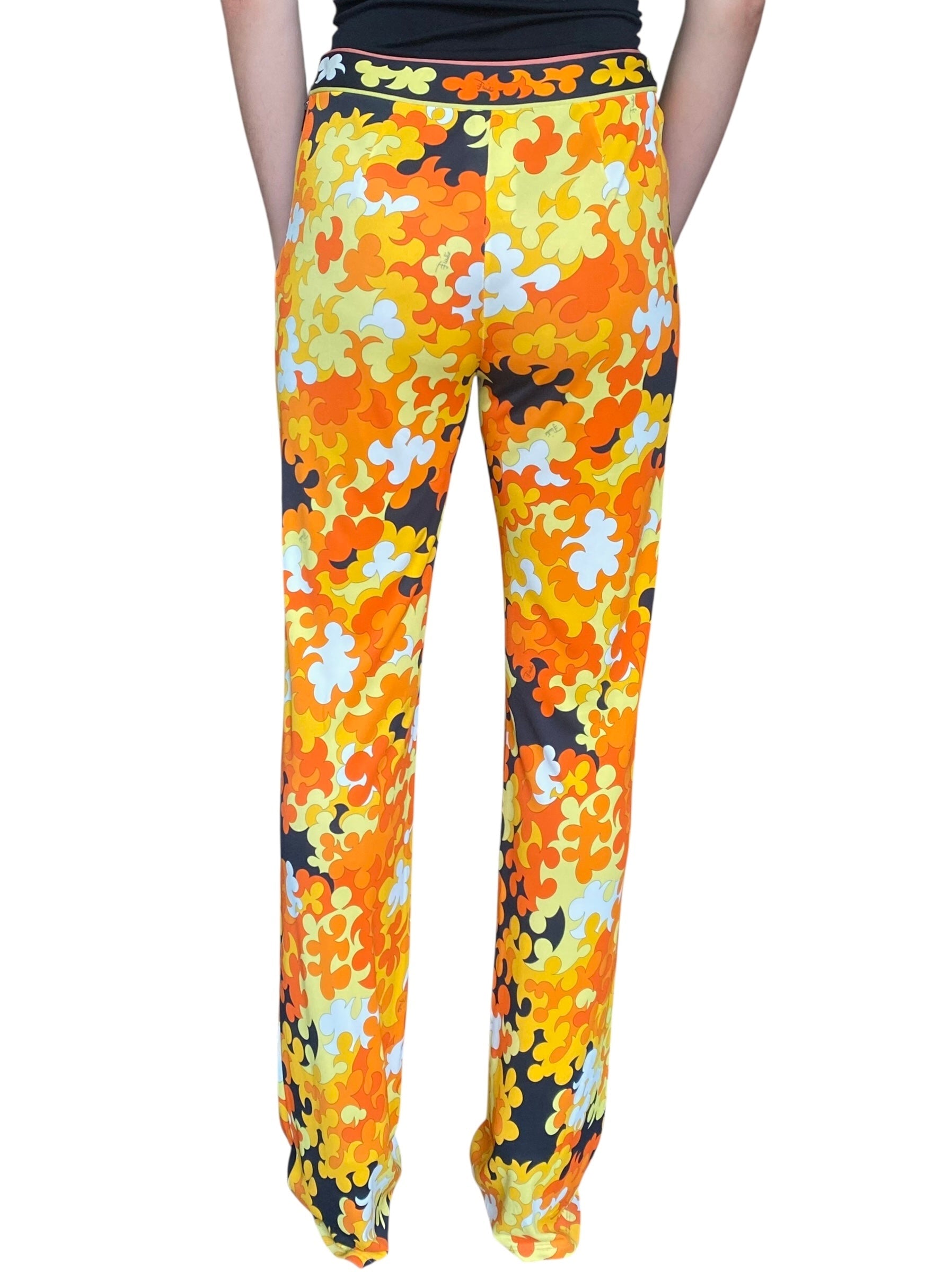 Pucci Orange Printed High Waist Pant - US 6