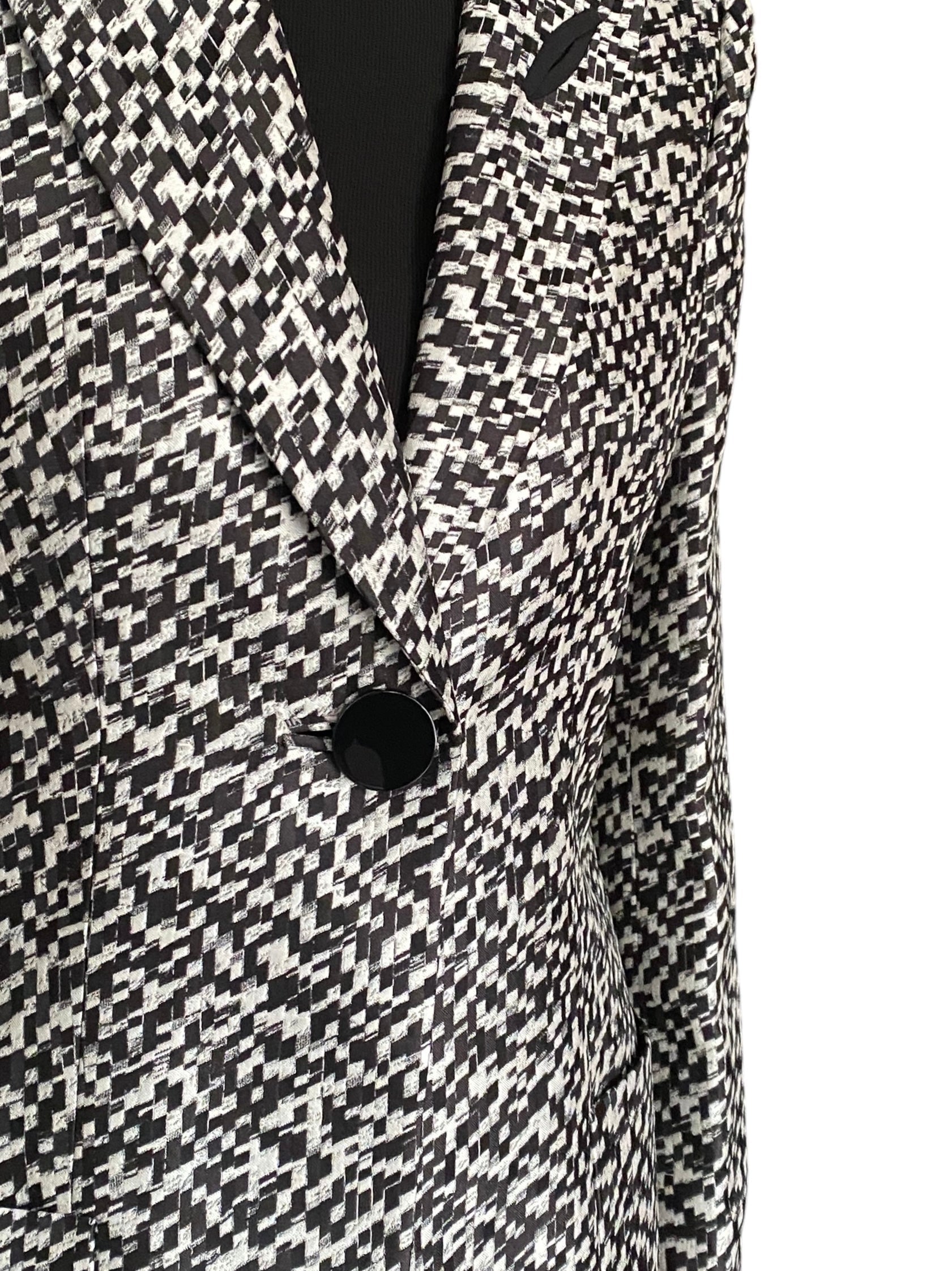 Giorgio Armani Black Silk Geo Print Blazer - 44 / US 10
