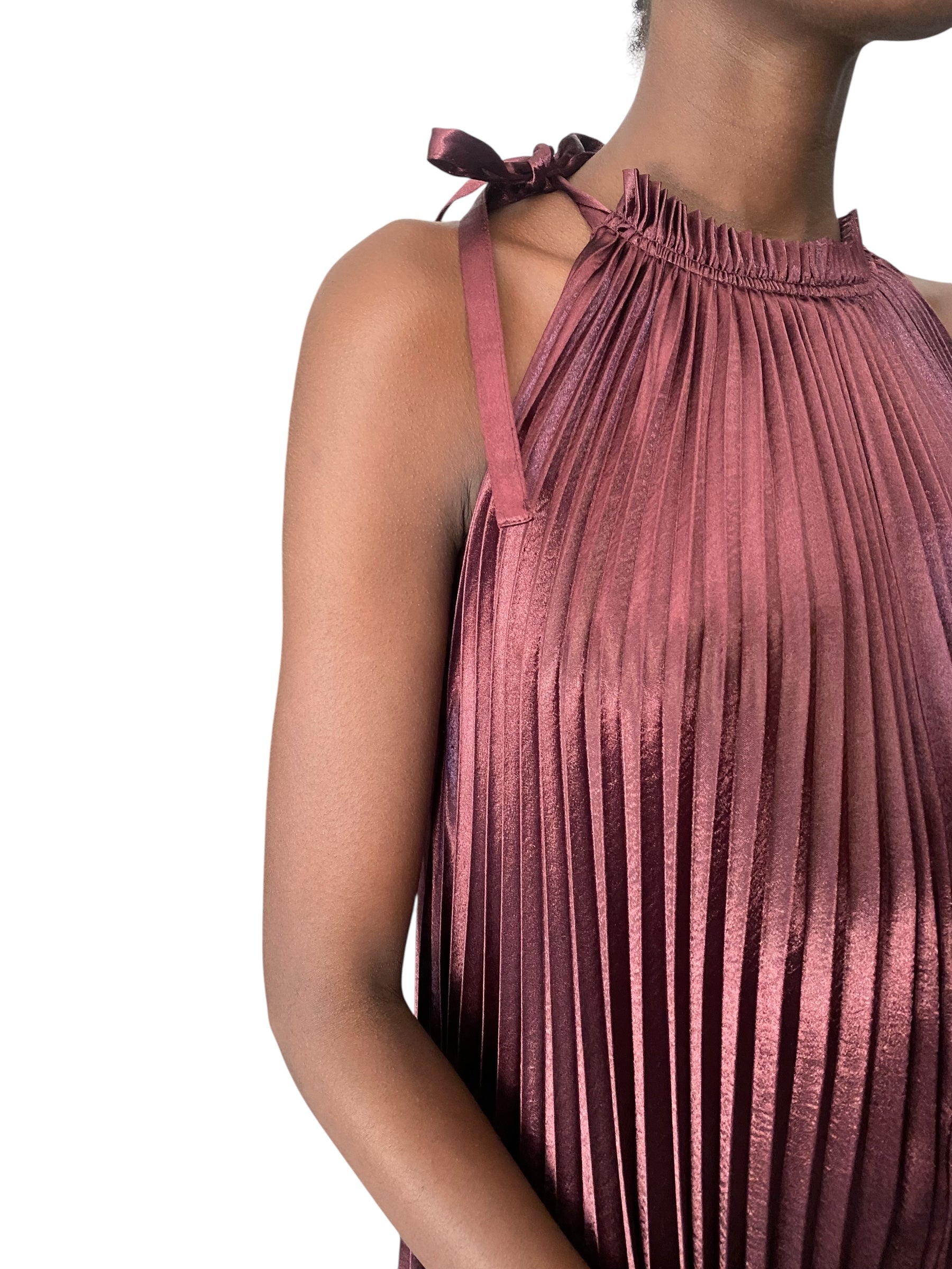 Ulla Johnson Purple Pleated Satin Amiko Gown - 8