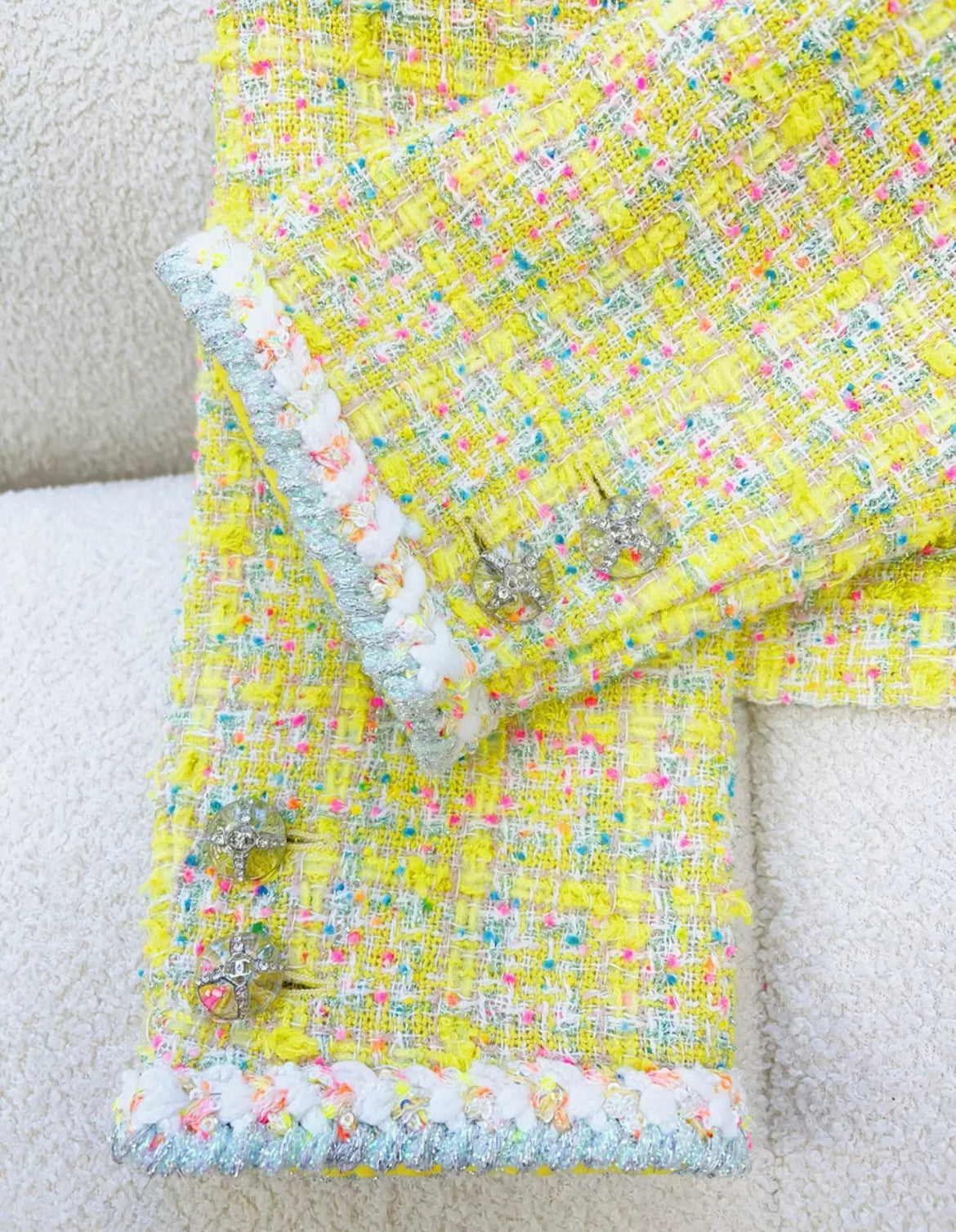 Chanel 24C Yellow Tweed Jacket size 38