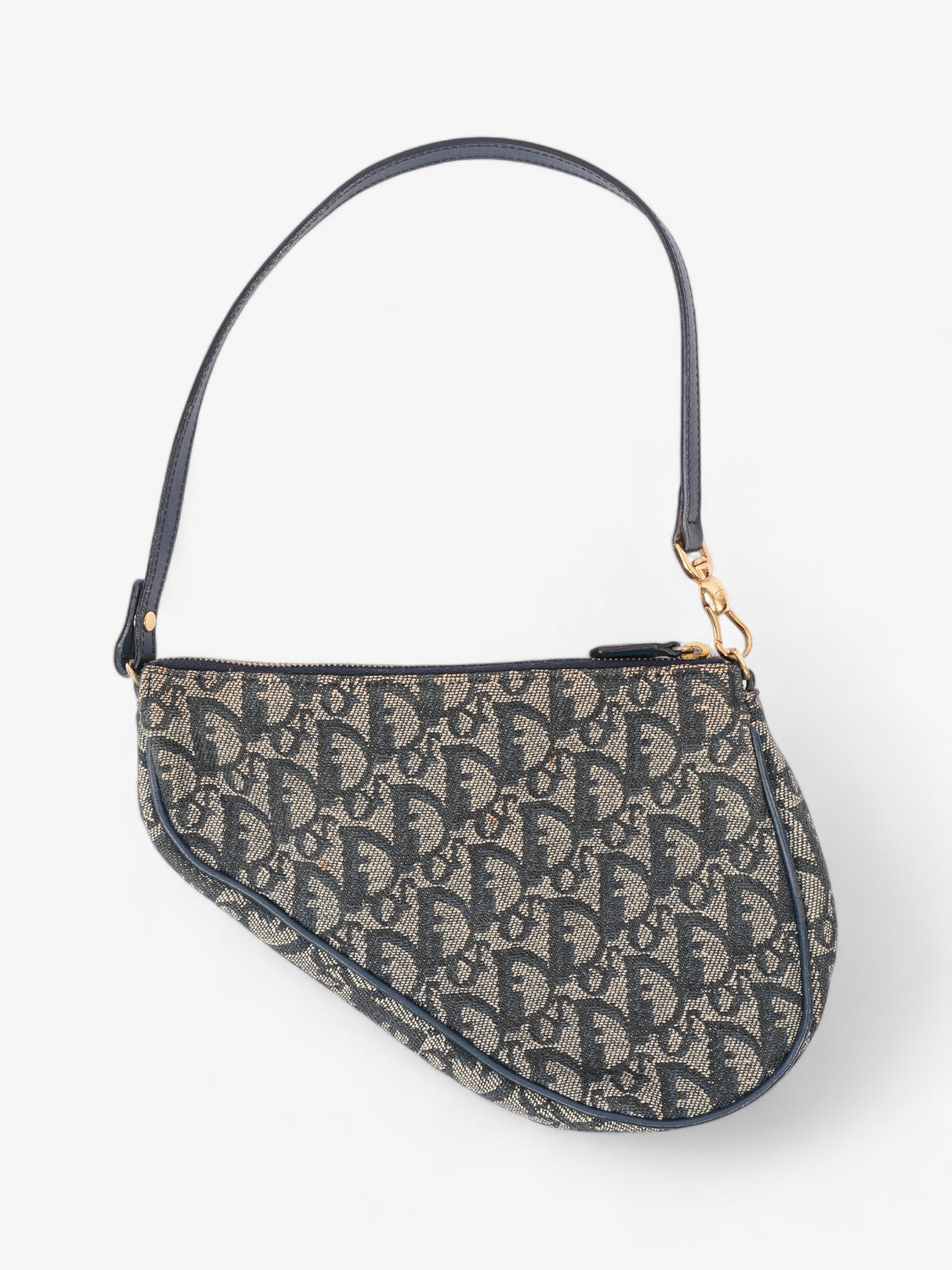 Christian Dior Saddle Pouch Blue Oblique Canvas