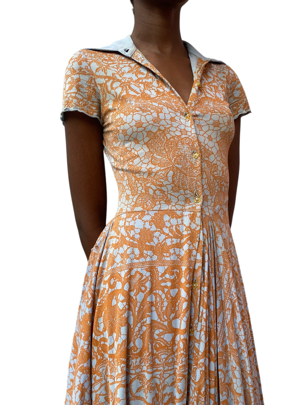 Vivienne Westwood Blue Asymmetrical Print Pleated Dress - XXS