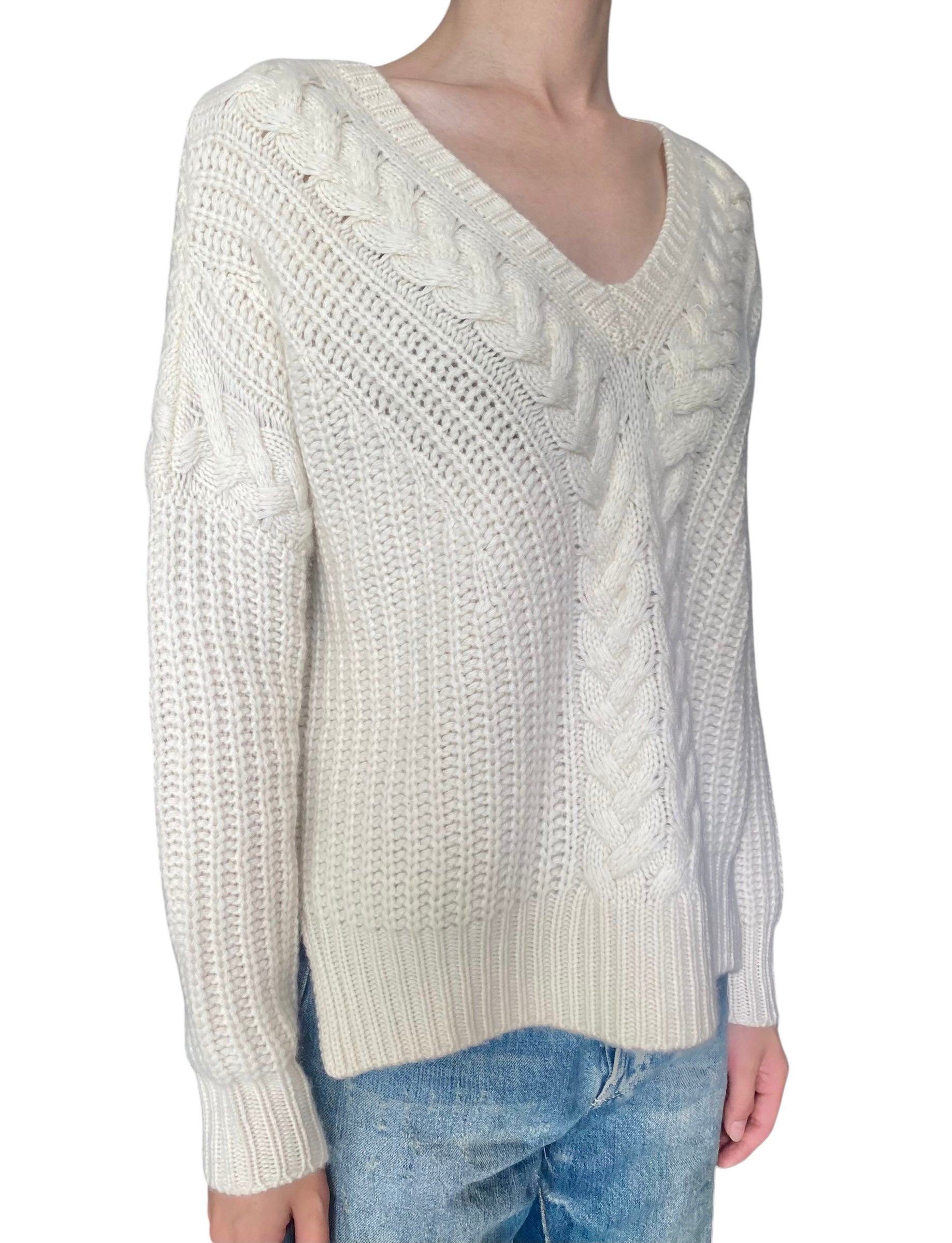 La Linge Ivory Cashmere Knit Sweater - S / US 6