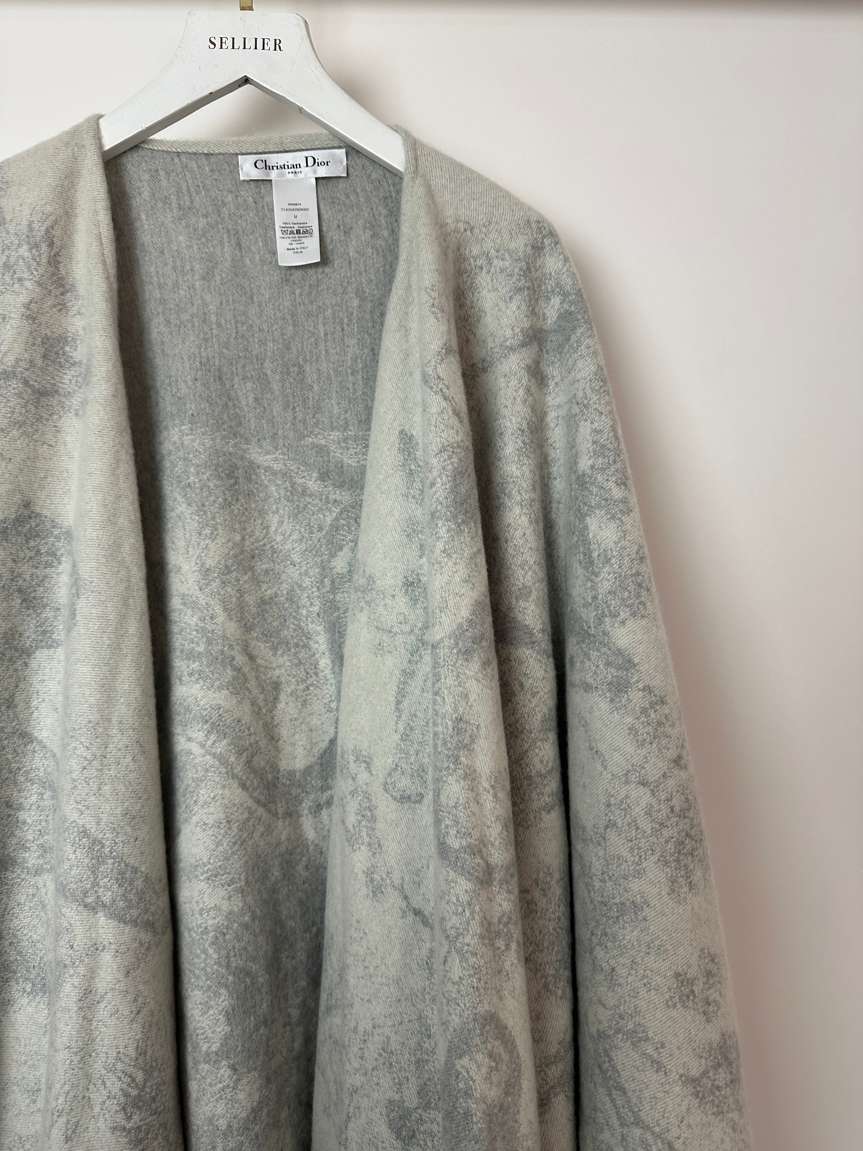 Christian Dior White &  Grey Toile de Jouy Cape One Size