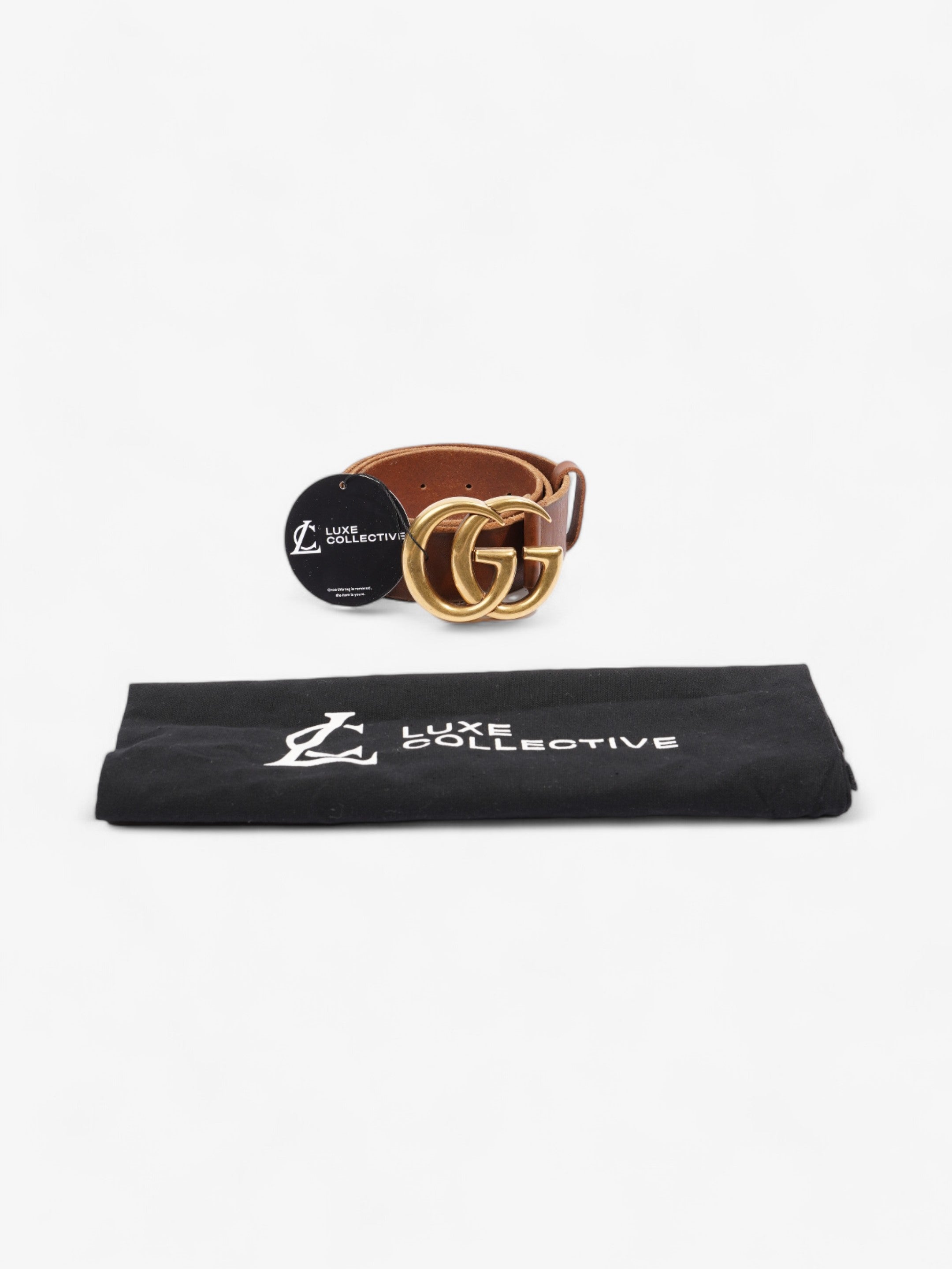 Gucci GG Marmont Wide Belt Brown / Gold Leather 85cm / 34"