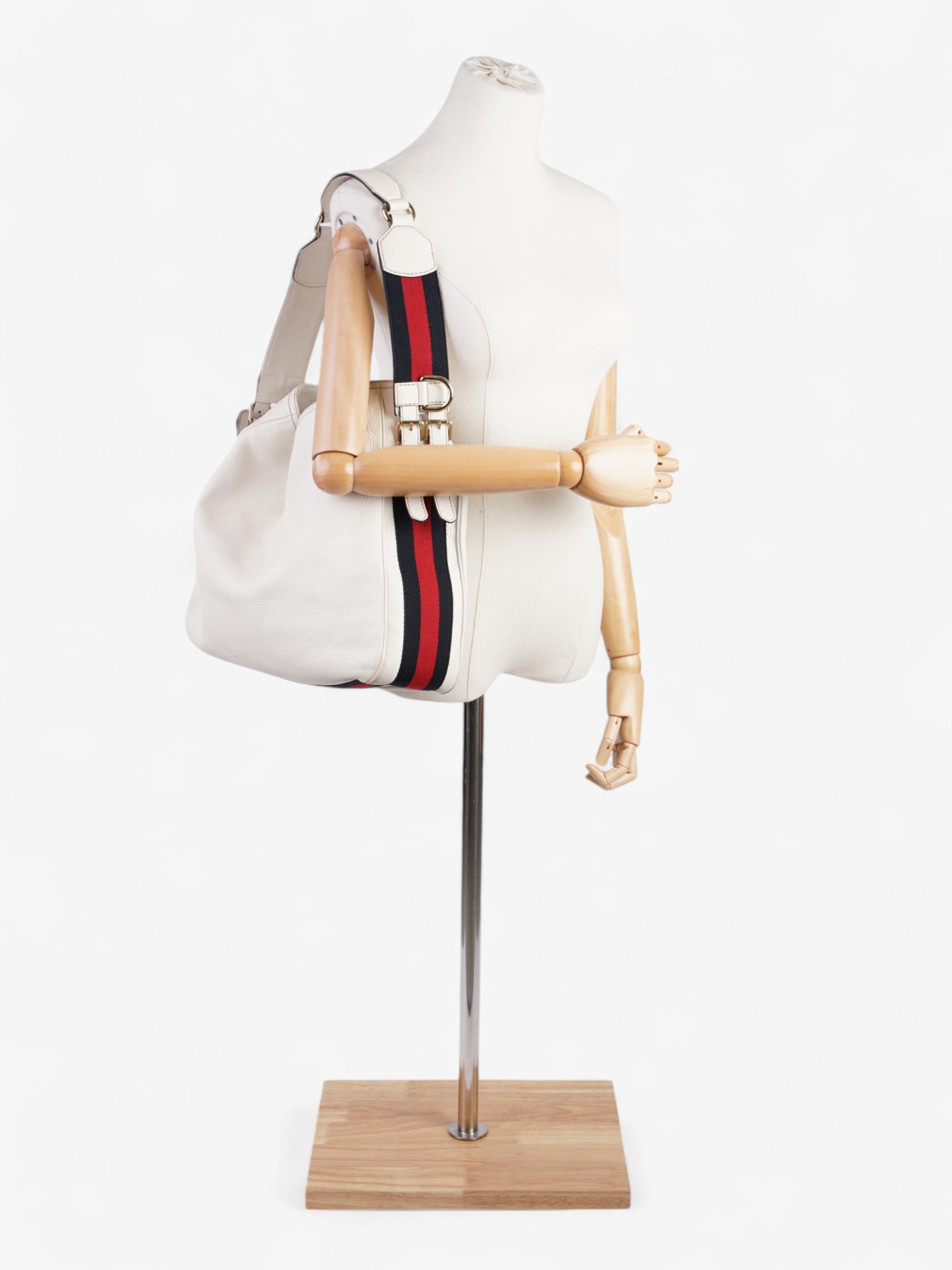Gucci Heritage Hobo White / Navy Blue / Red Leather