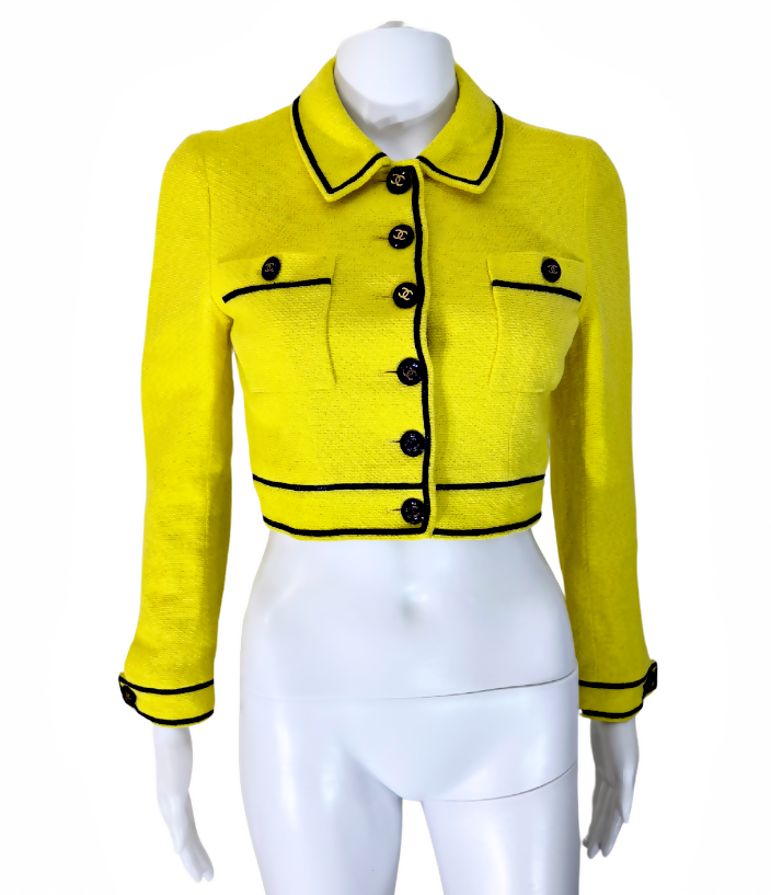 Chanel Vintage 95P Yellow Copped Jacket