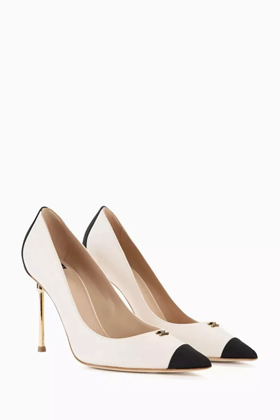 ELISABETTA FRANCHI CALFSKIN LEATHER LOGO PUMPS