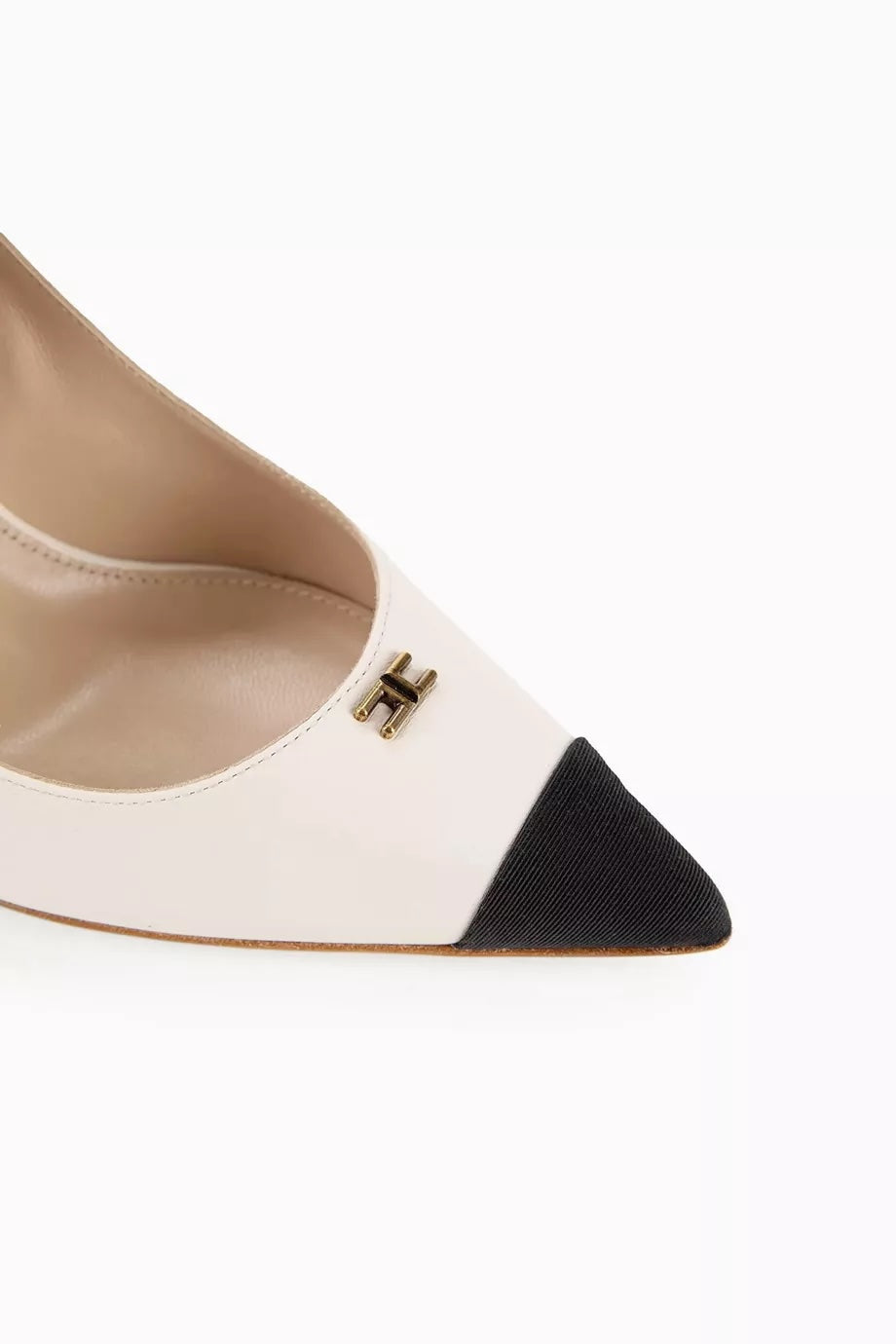 ELISABETTA FRANCHI CALFSKIN LEATHER LOGO PUMPS