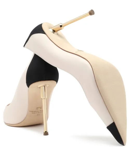 ELISABETTA FRANCHI CALFSKIN LEATHER LOGO PUMPS