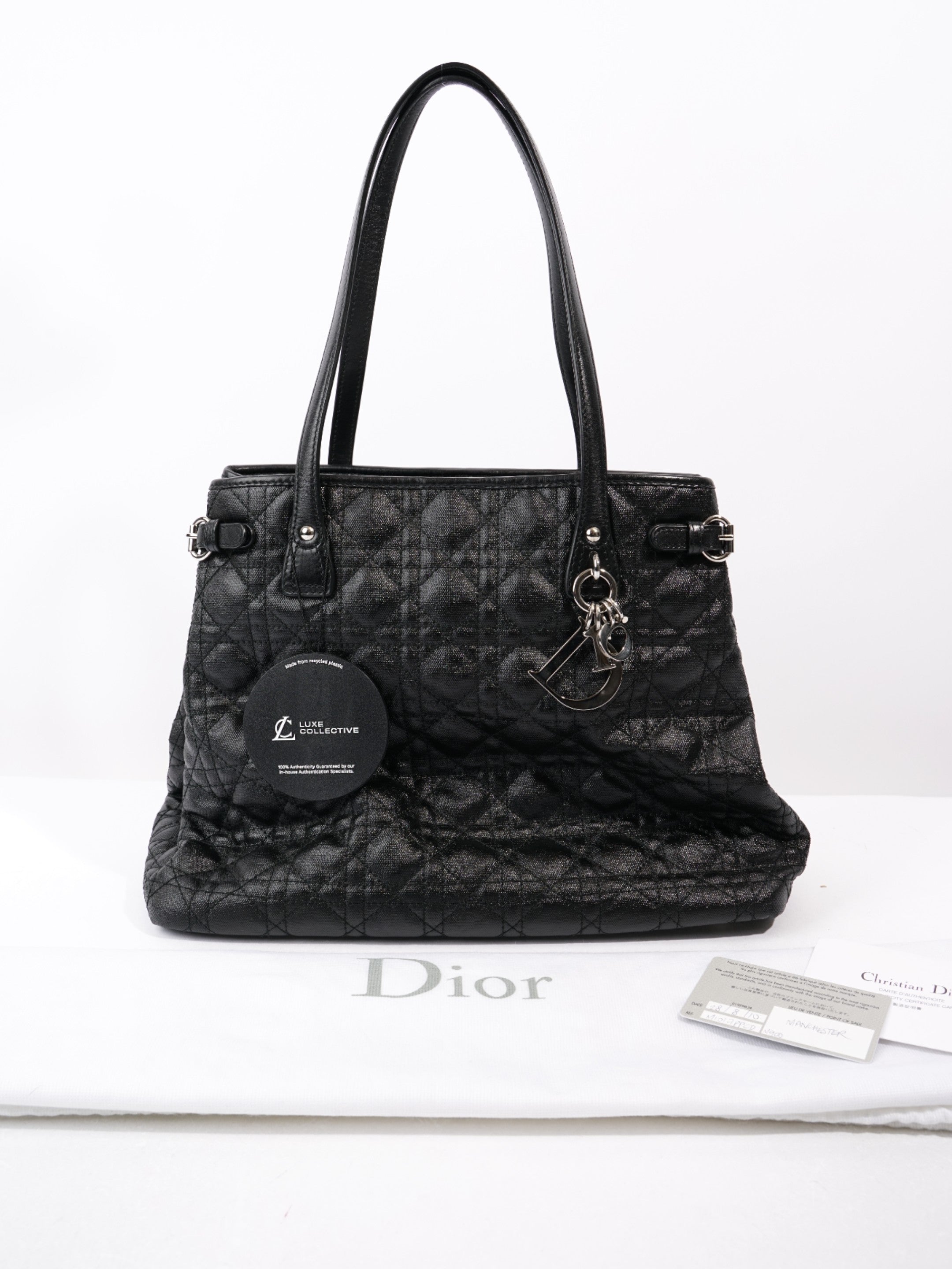Christian Dior Panarea Tote Black Coated Canvas