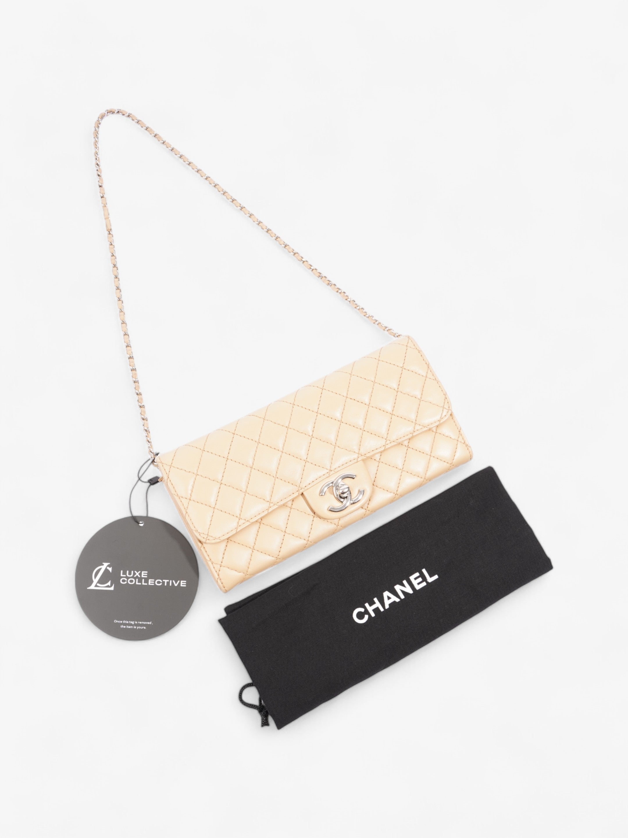 Chanel East West Wallet on Chain Beige Leather