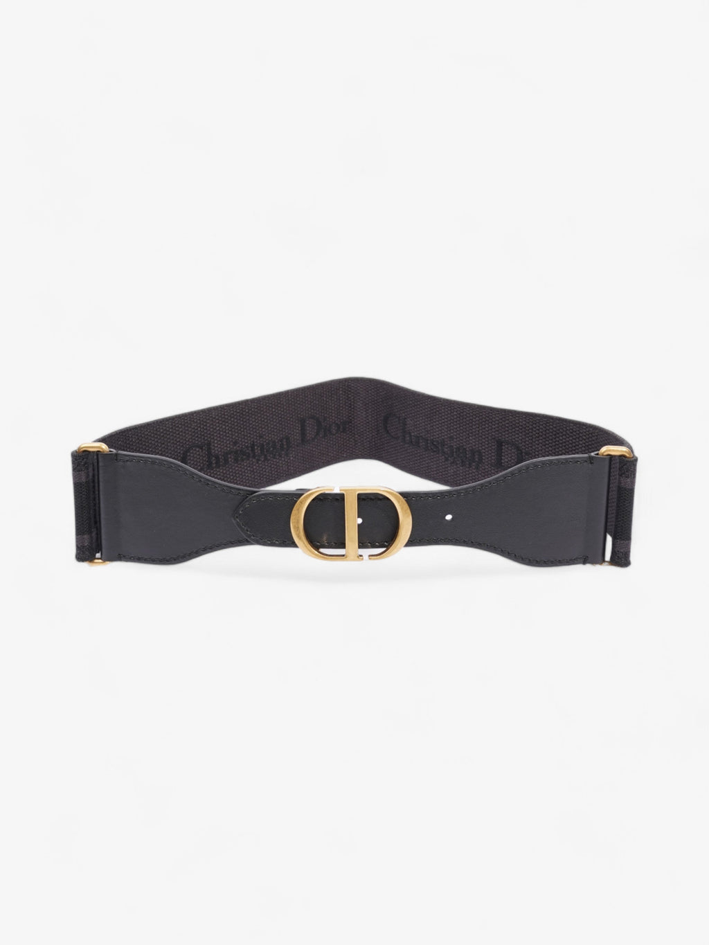 Christian Dior CD Belt Black / Gold Cotton 80cm